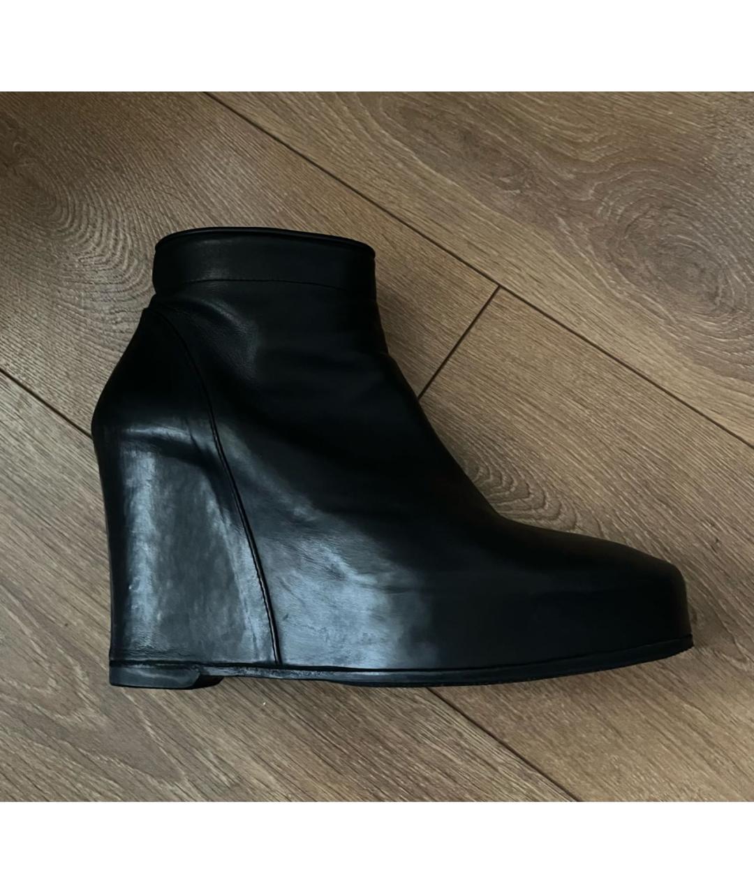 ANN DEMEULEMEESTER Черные кожаные ботильоны, фото 2
