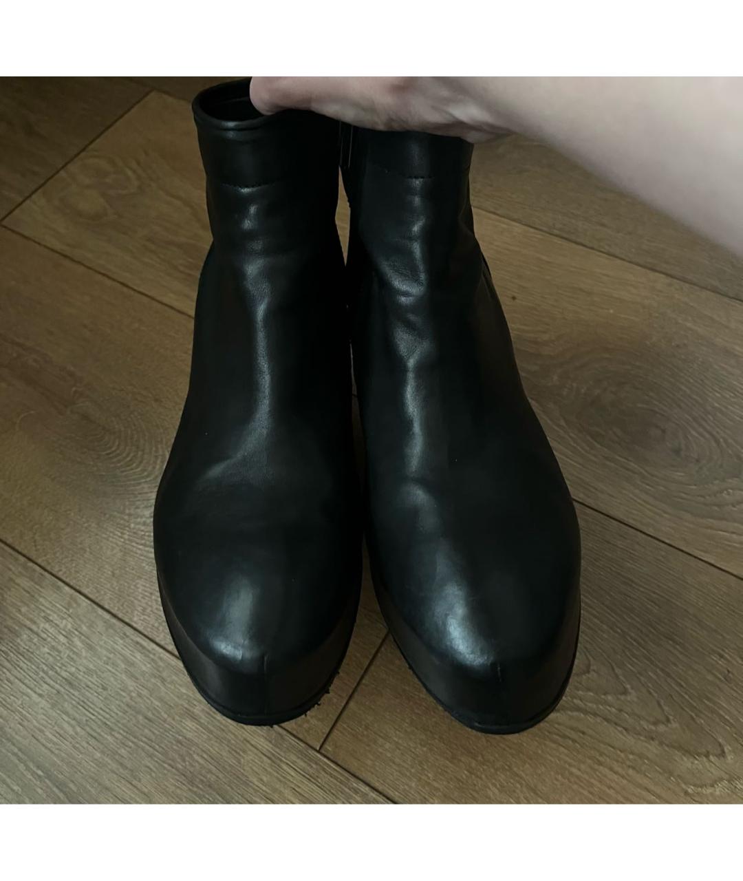 ANN DEMEULEMEESTER Черные кожаные ботильоны, фото 3