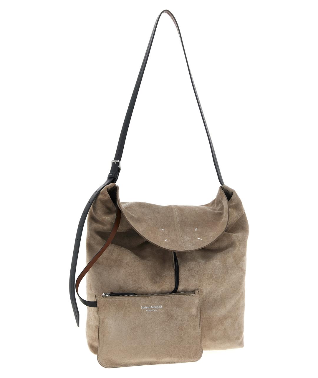 MAISON MARGIELA Бежевая замшевая сумка на плечо, фото 3