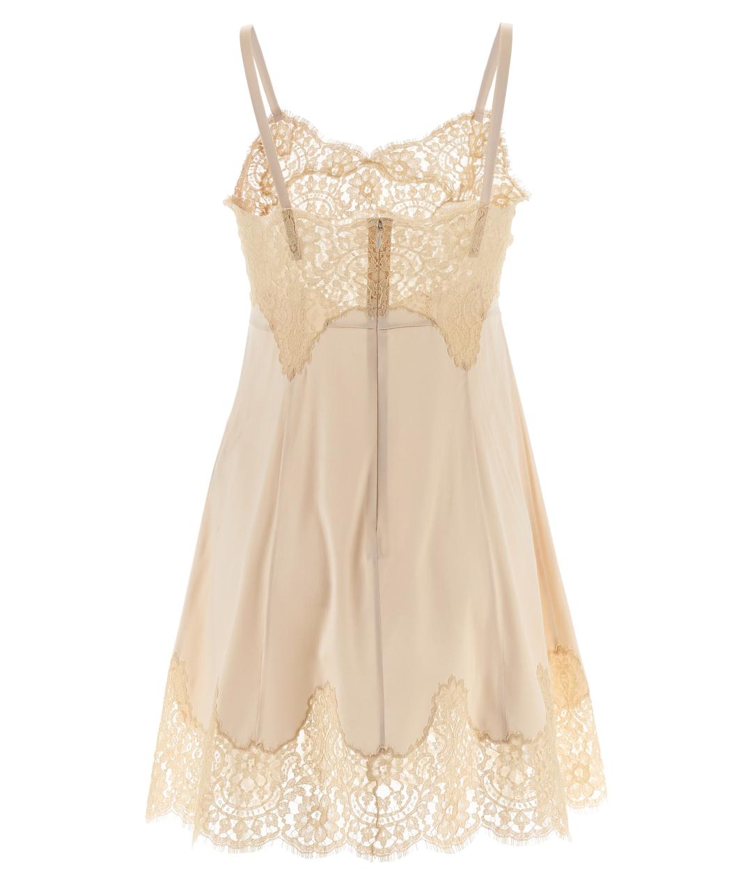 DOLCE&GABBANA Бежевое шелковое повседневное платье, фото 2