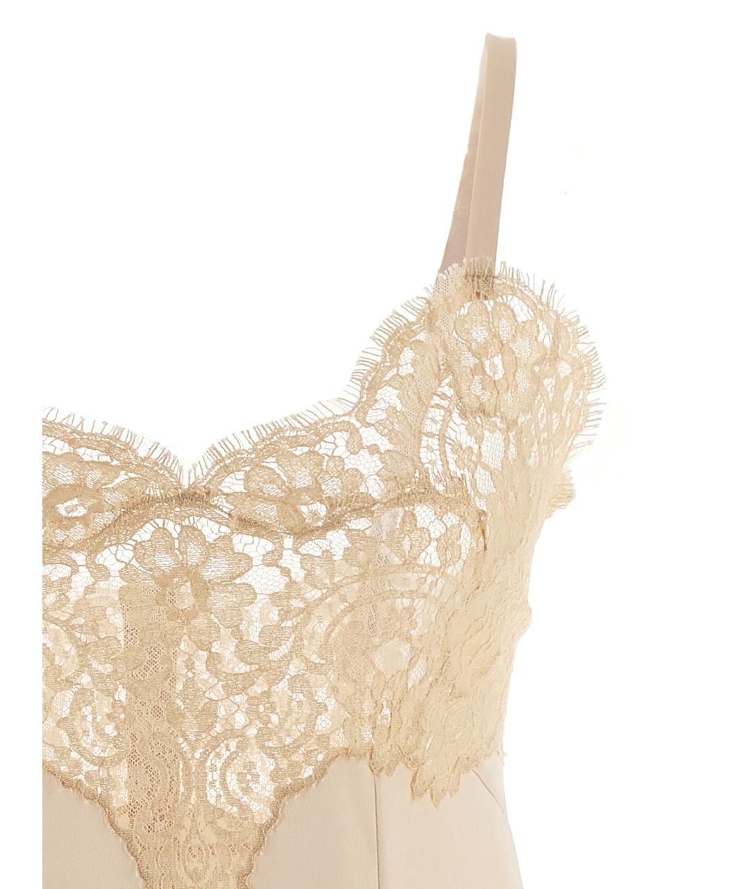 DOLCE&GABBANA Бежевое шелковое повседневное платье, фото 3