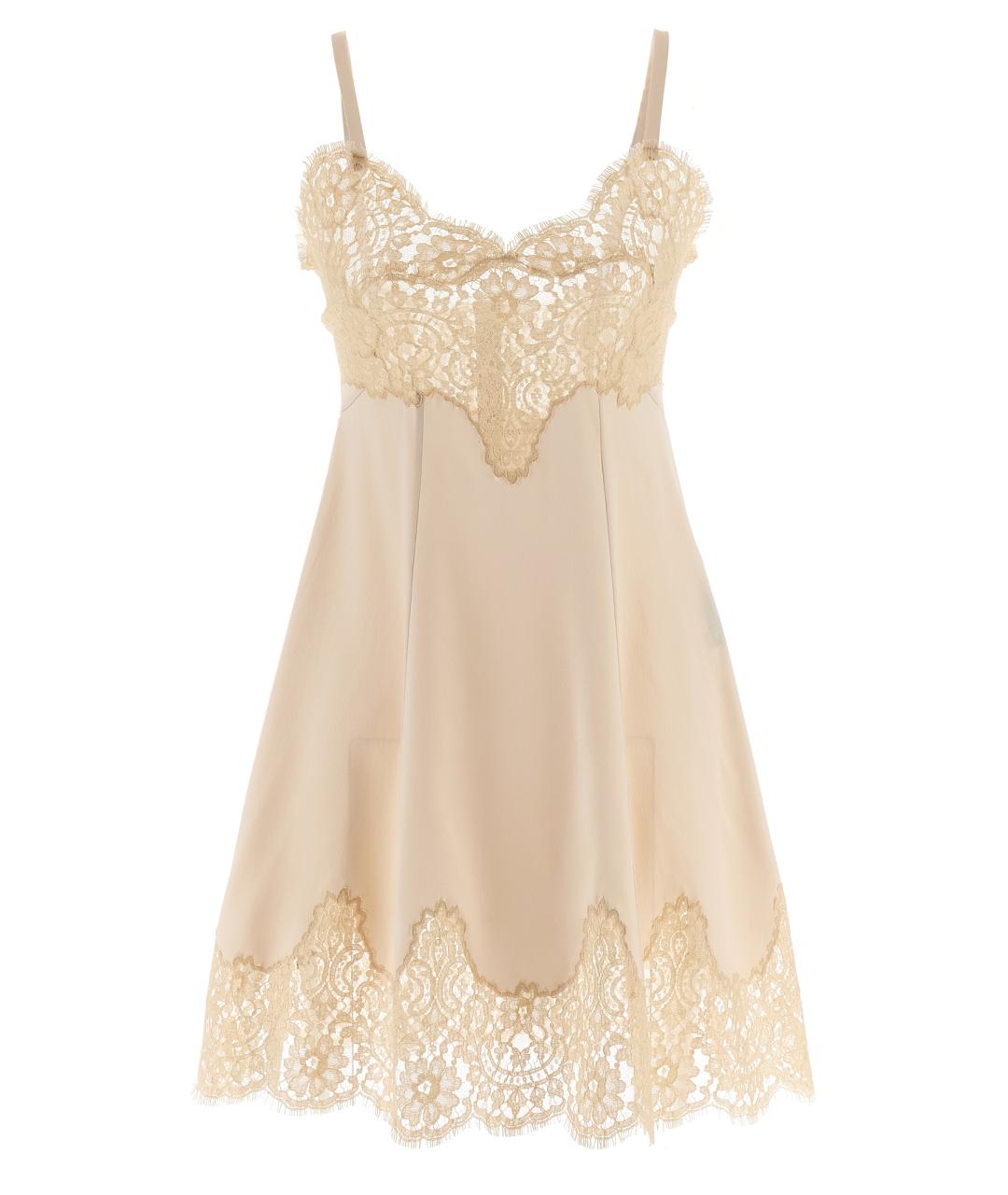 DOLCE&GABBANA Бежевое шелковое повседневное платье, фото 1