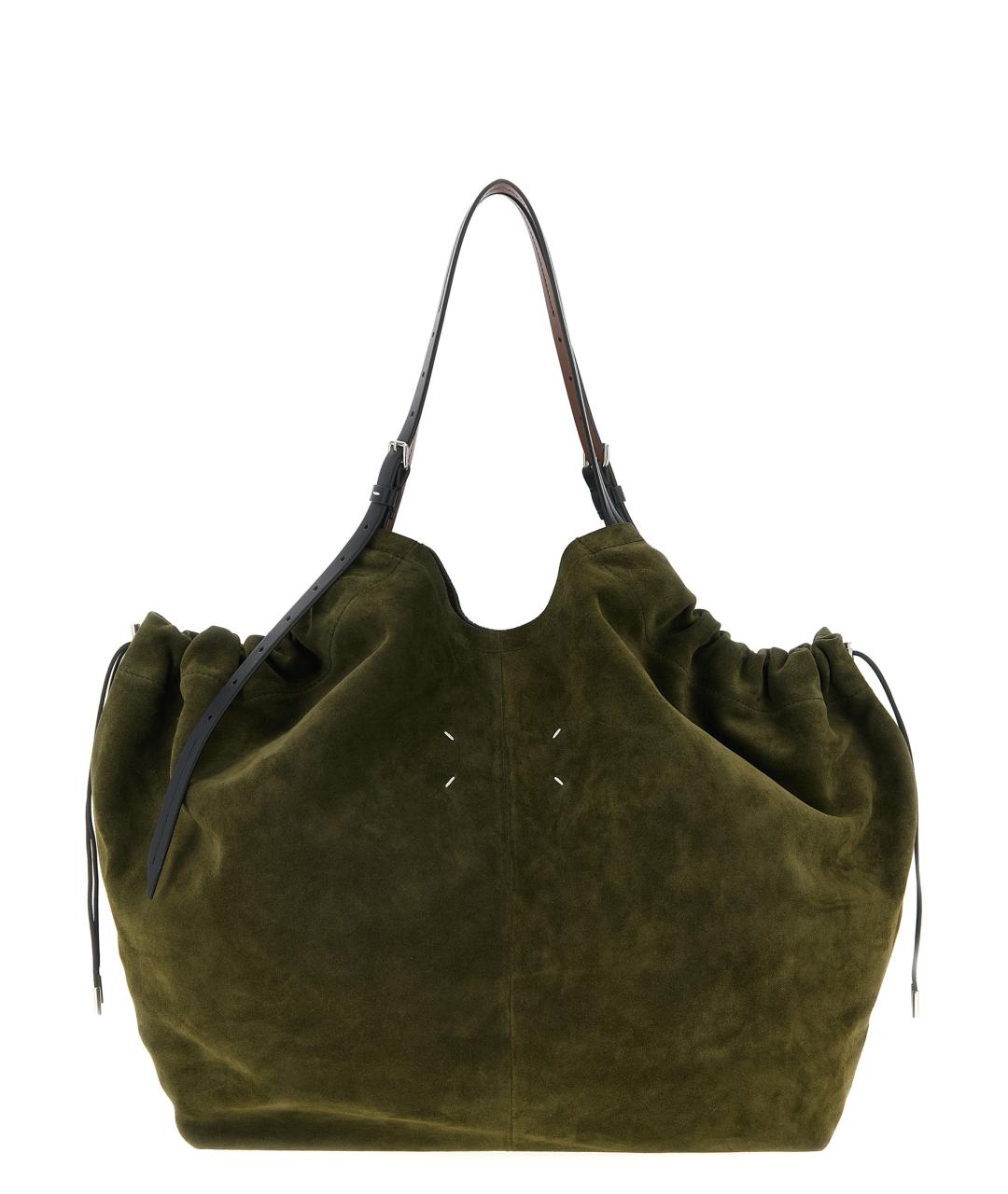 MAISON MARGIELA Зеленая замшевая сумка тоут, фото 1