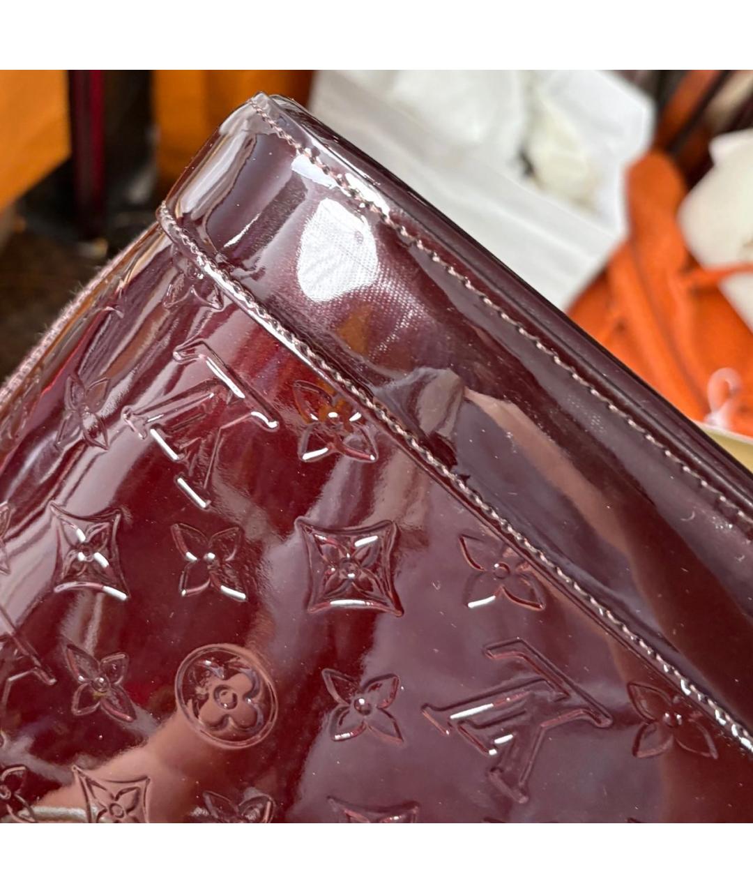 LOUIS VUITTON Бордовая сумка тоут из лакированной кожи, фото 5