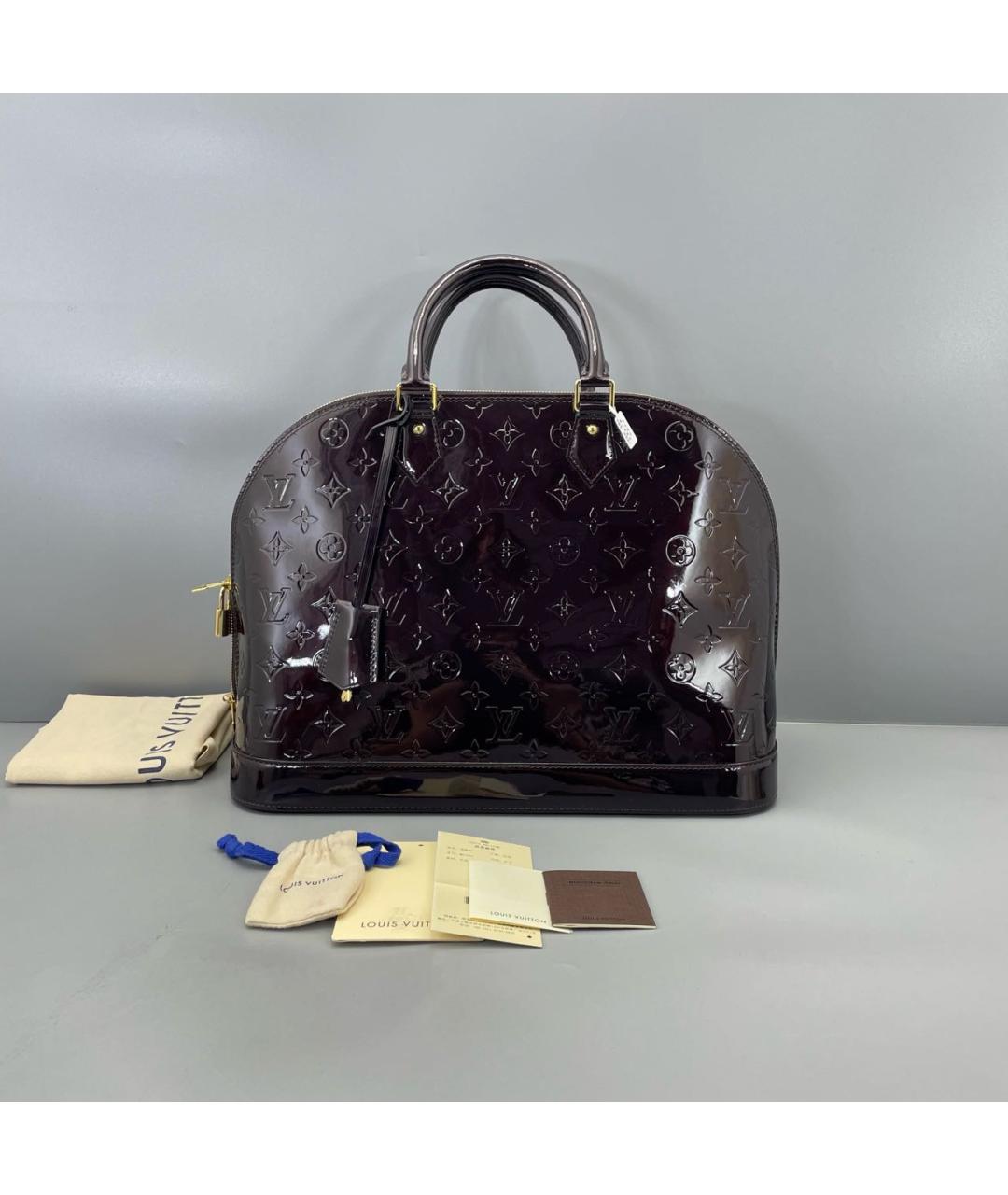 LOUIS VUITTON Бордовая сумка тоут из лакированной кожи, фото 8