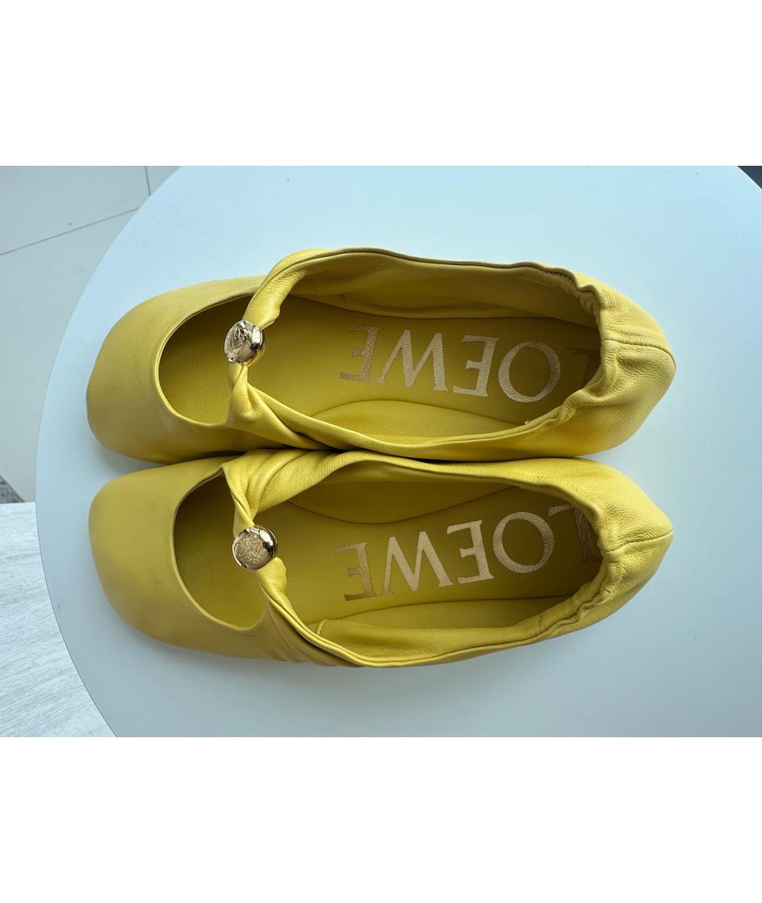 LOEWE Желтые кожаные балетки, фото 3