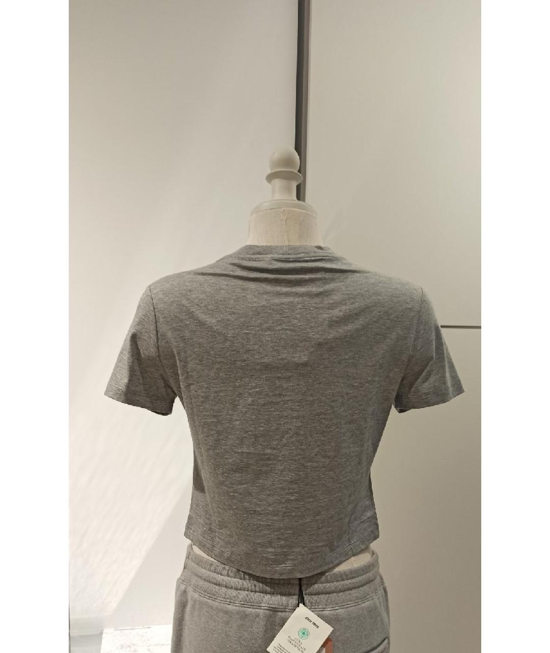 MIU MIU Серая хлопковая футболка, фото 4