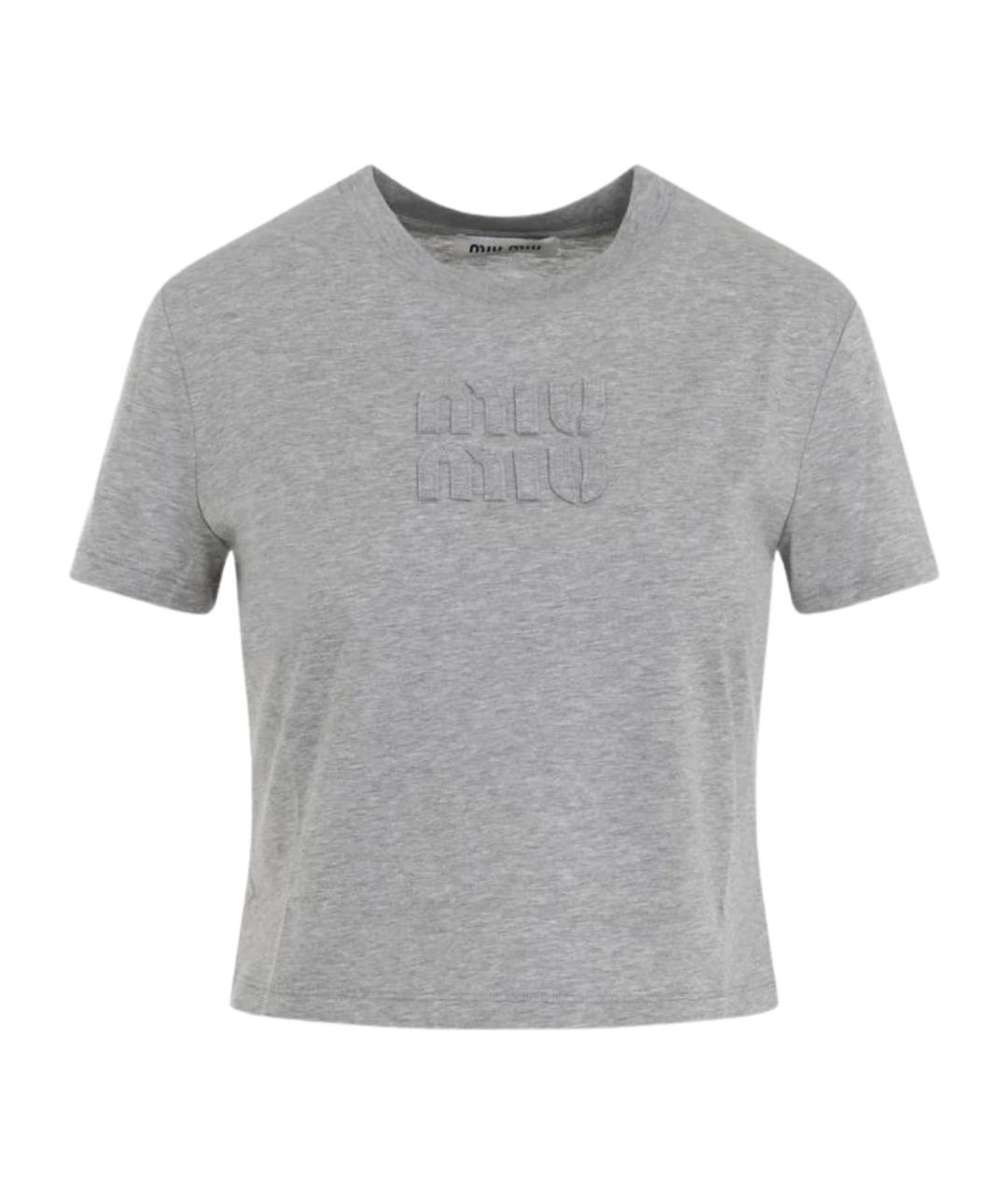 MIU MIU Серая хлопковая футболка, фото 1