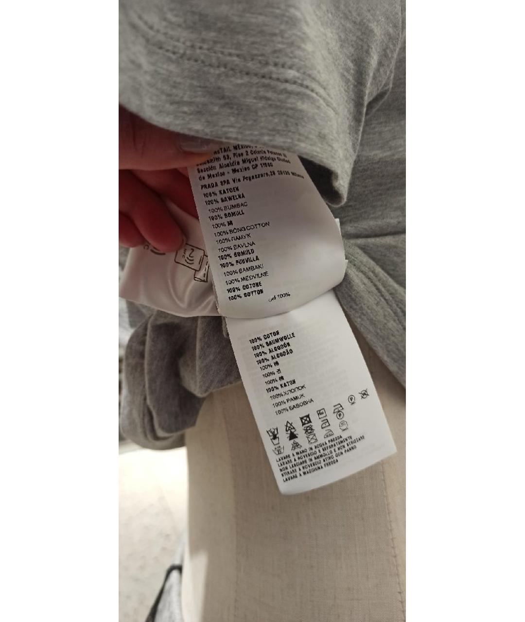 MIU MIU Серая хлопковая футболка, фото 7