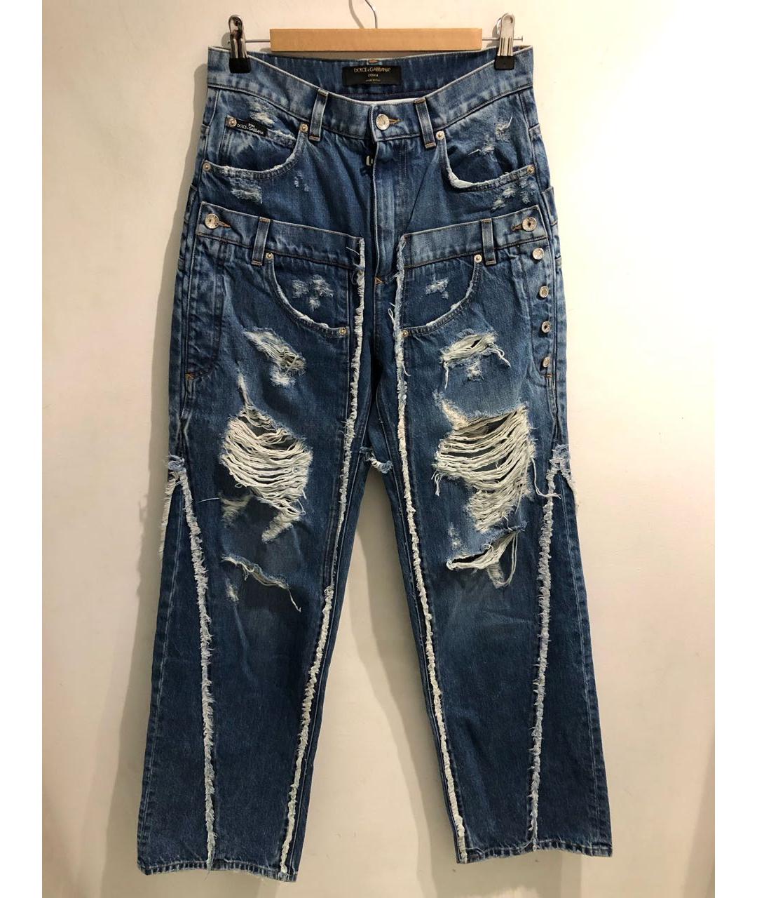 DOLCE&GABBANA Голубые хлопковые прямые джинсы, фото 8