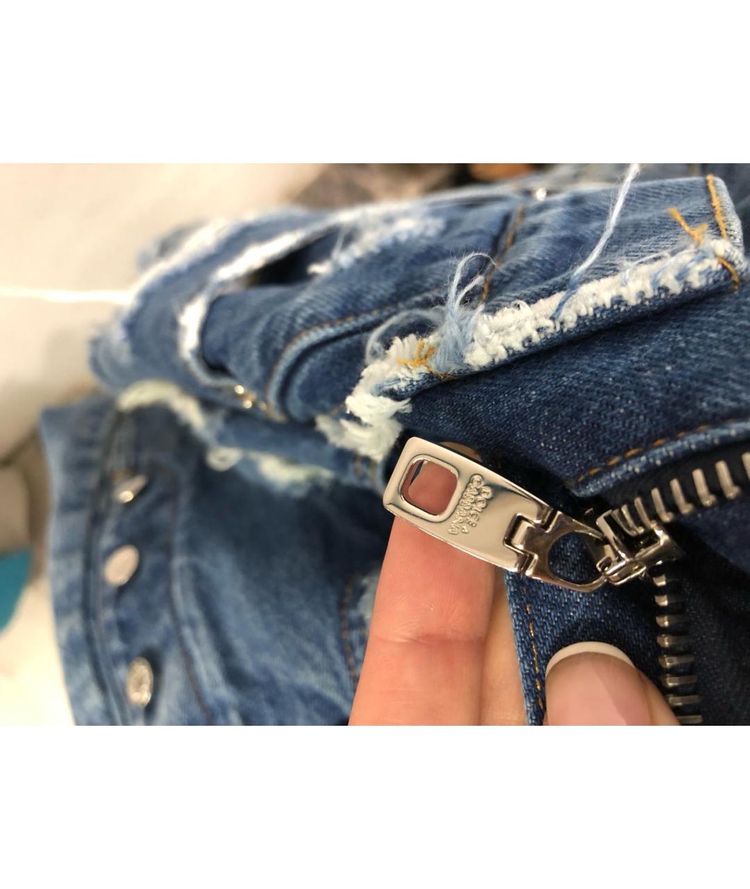 DOLCE&GABBANA Голубые хлопковые прямые джинсы, фото 7