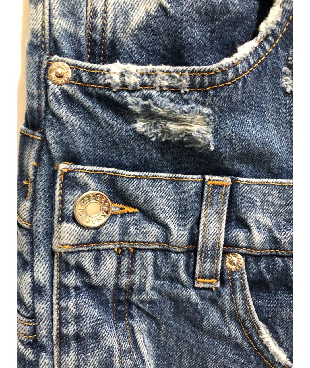 DOLCE&GABBANA Голубые хлопковые прямые джинсы, фото 6