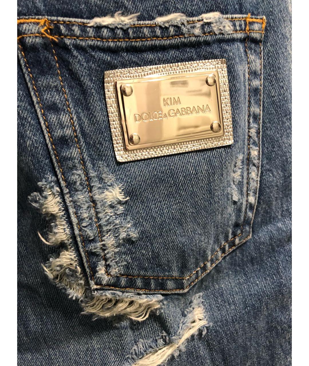 DOLCE&GABBANA Голубые хлопковые прямые джинсы, фото 4