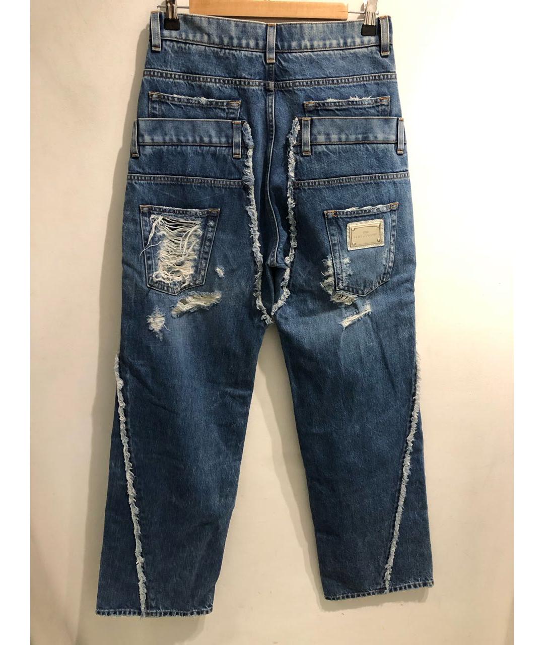 DOLCE&GABBANA Голубые хлопковые прямые джинсы, фото 2