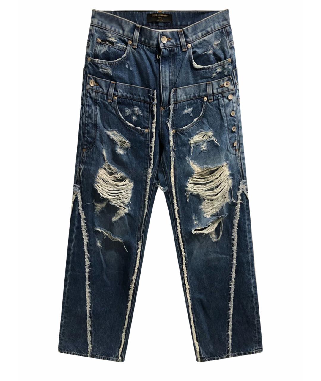 DOLCE&GABBANA Голубые хлопковые прямые джинсы, фото 1