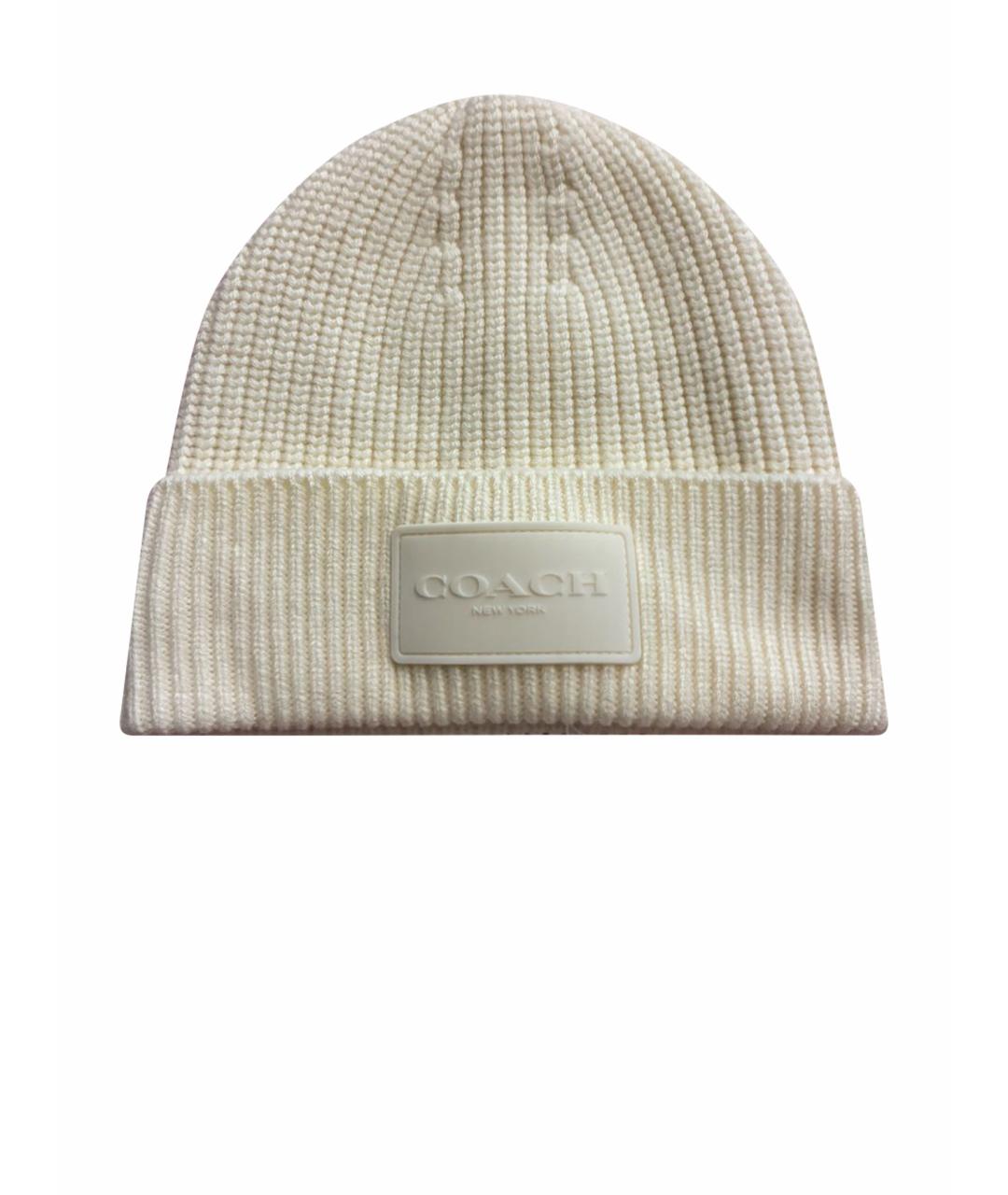 COACH Белая шапка, фото 1