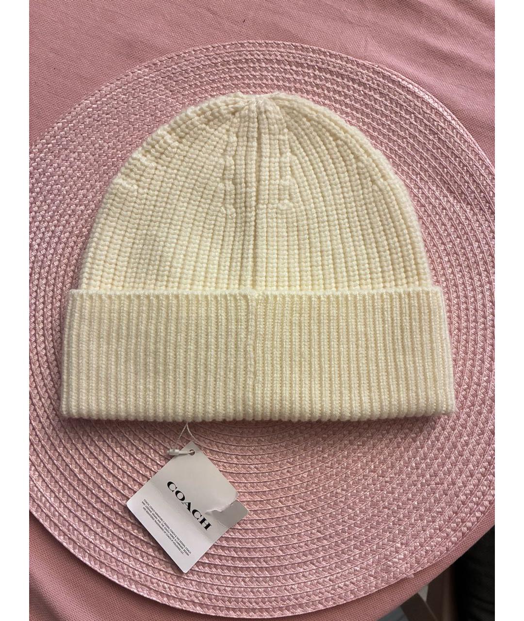 COACH Белая шапка, фото 2