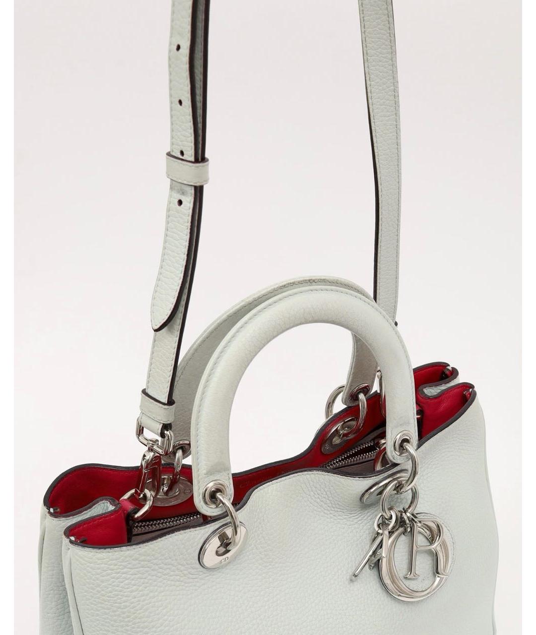 CHRISTIAN DIOR Голубая кожаная сумка тоут, фото 5