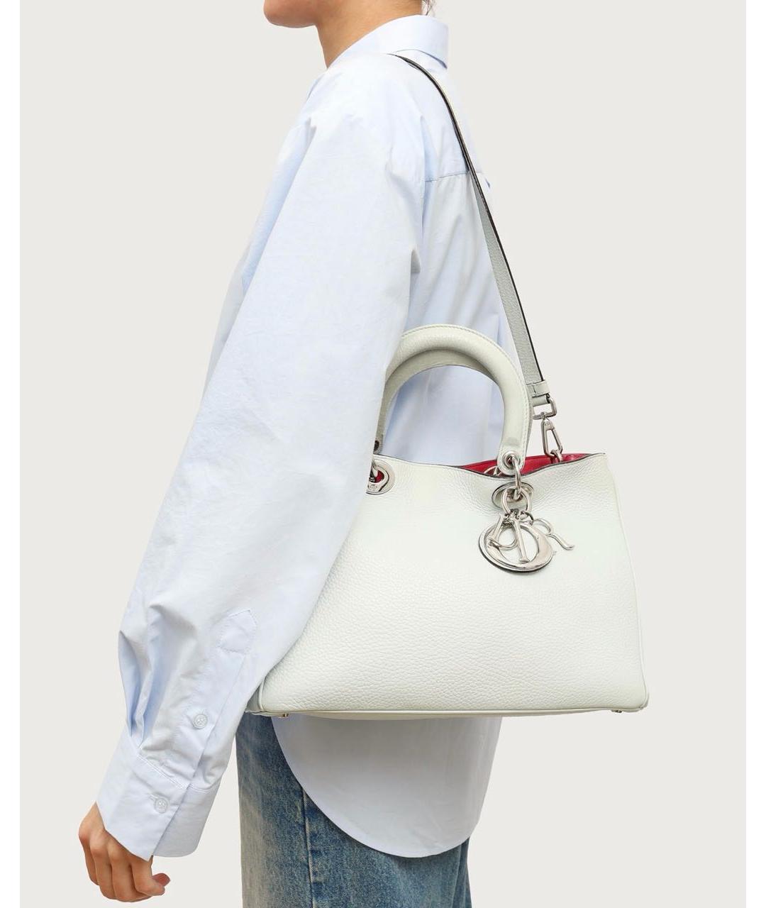 CHRISTIAN DIOR Голубая кожаная сумка тоут, фото 2