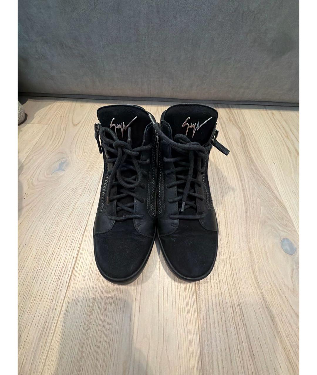 GIUSEPPE ZANOTTI DESIGN Черные кожаные кеды, фото 2