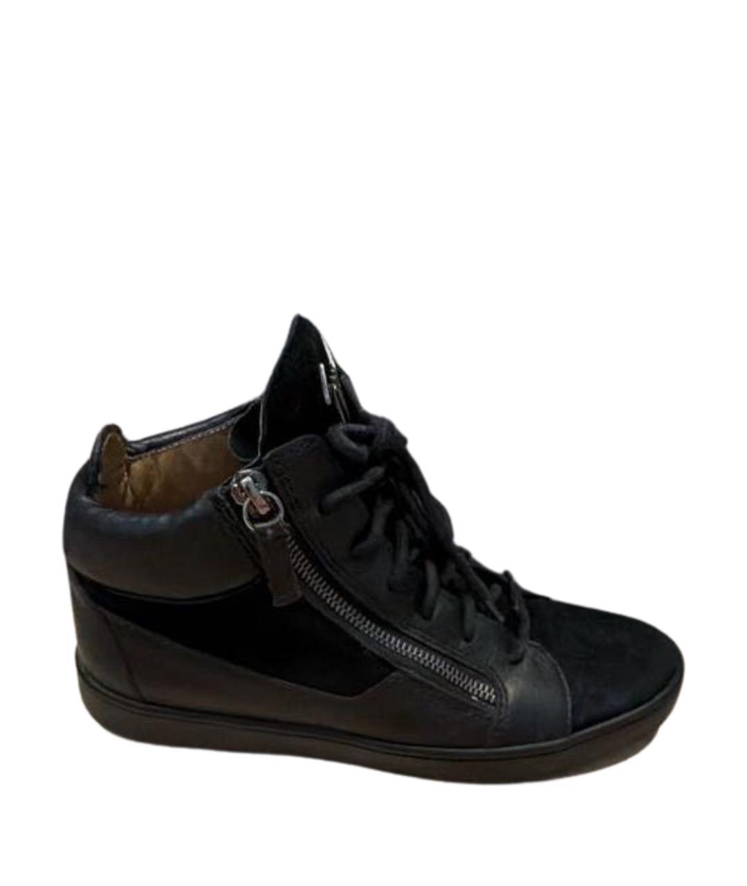 GIUSEPPE ZANOTTI DESIGN Черные кожаные кеды, фото 1