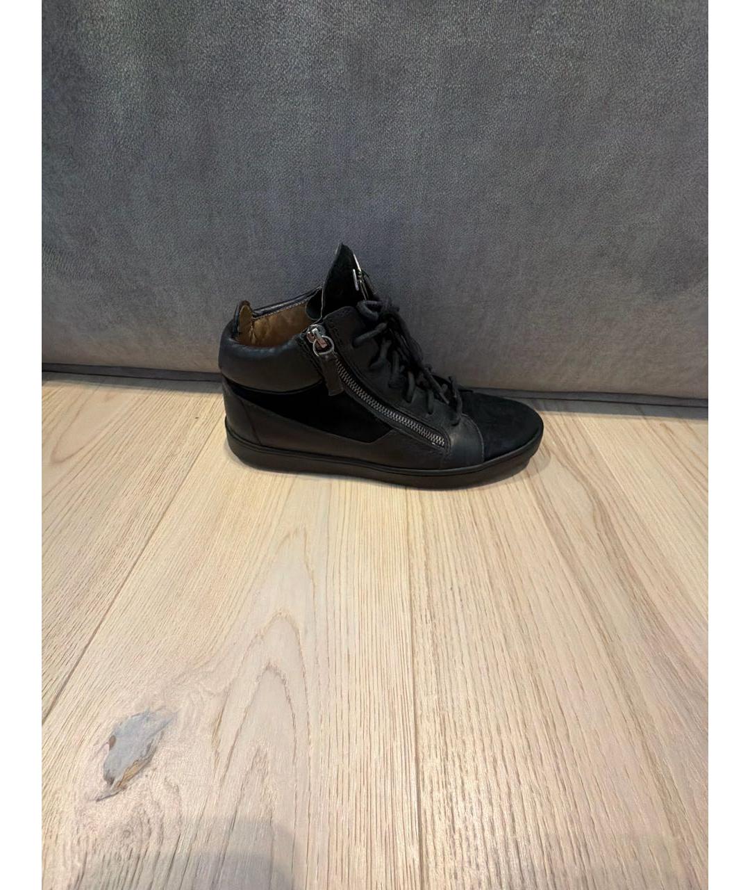 GIUSEPPE ZANOTTI DESIGN Черные кожаные кеды, фото 6