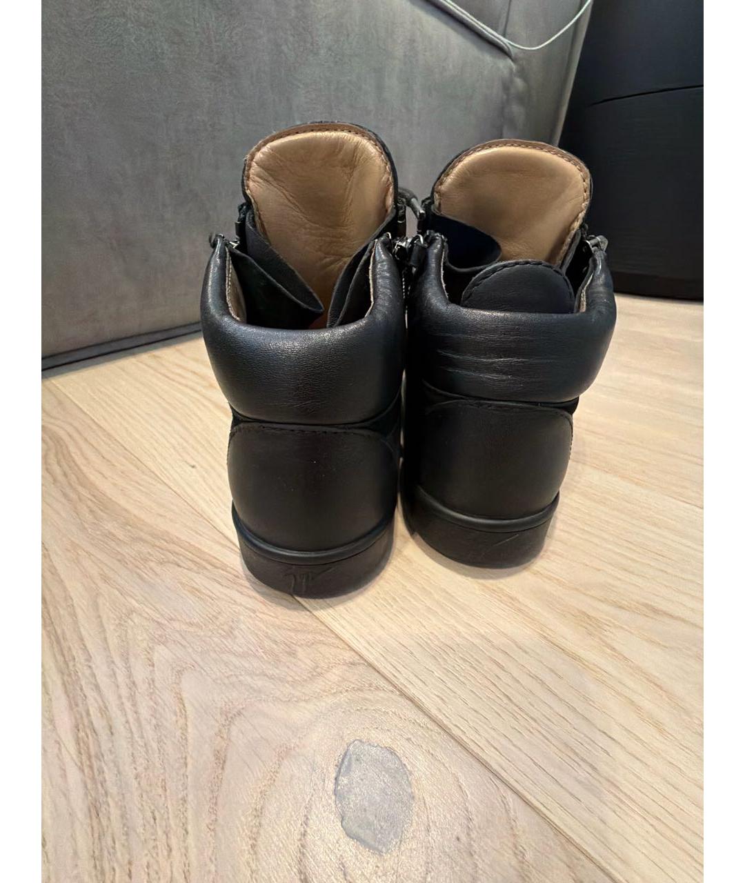 GIUSEPPE ZANOTTI DESIGN Черные кожаные кеды, фото 4