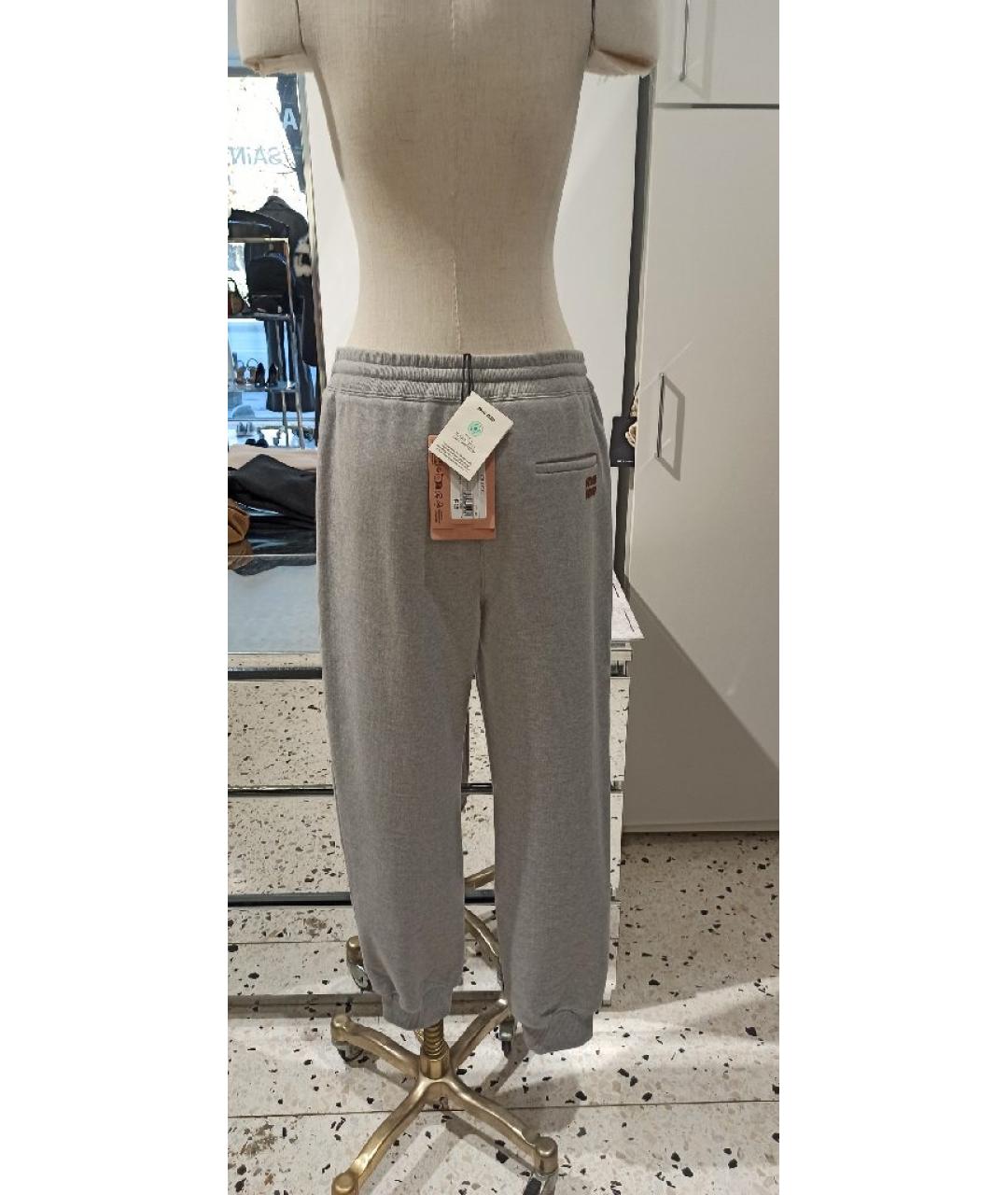 MIU MIU Серые хлопковые спортивные брюки и шорты, фото 4