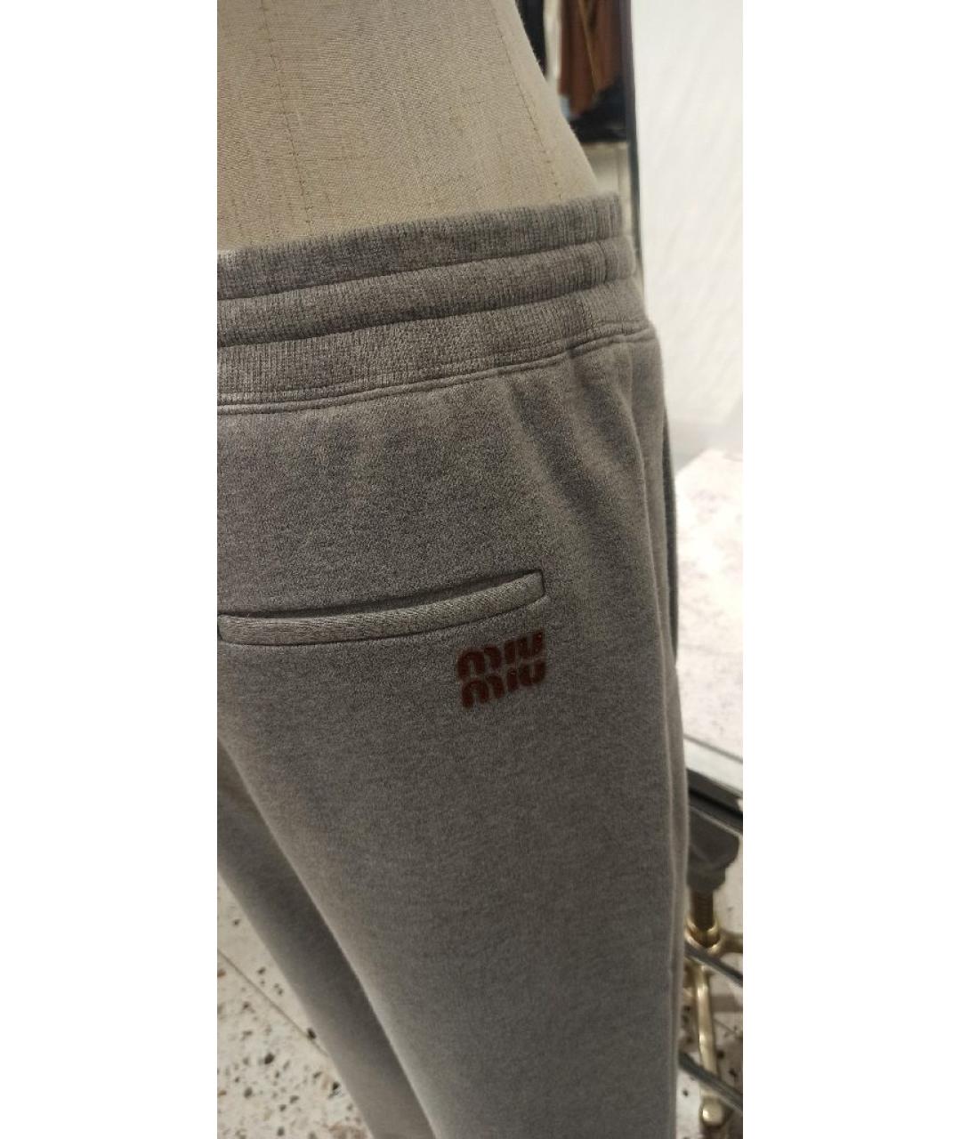 MIU MIU Серые хлопковые спортивные брюки и шорты, фото 5