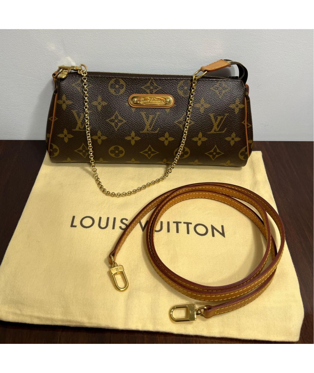 LOUIS VUITTON Коричневая кожаная сумка через плечо, фото 8