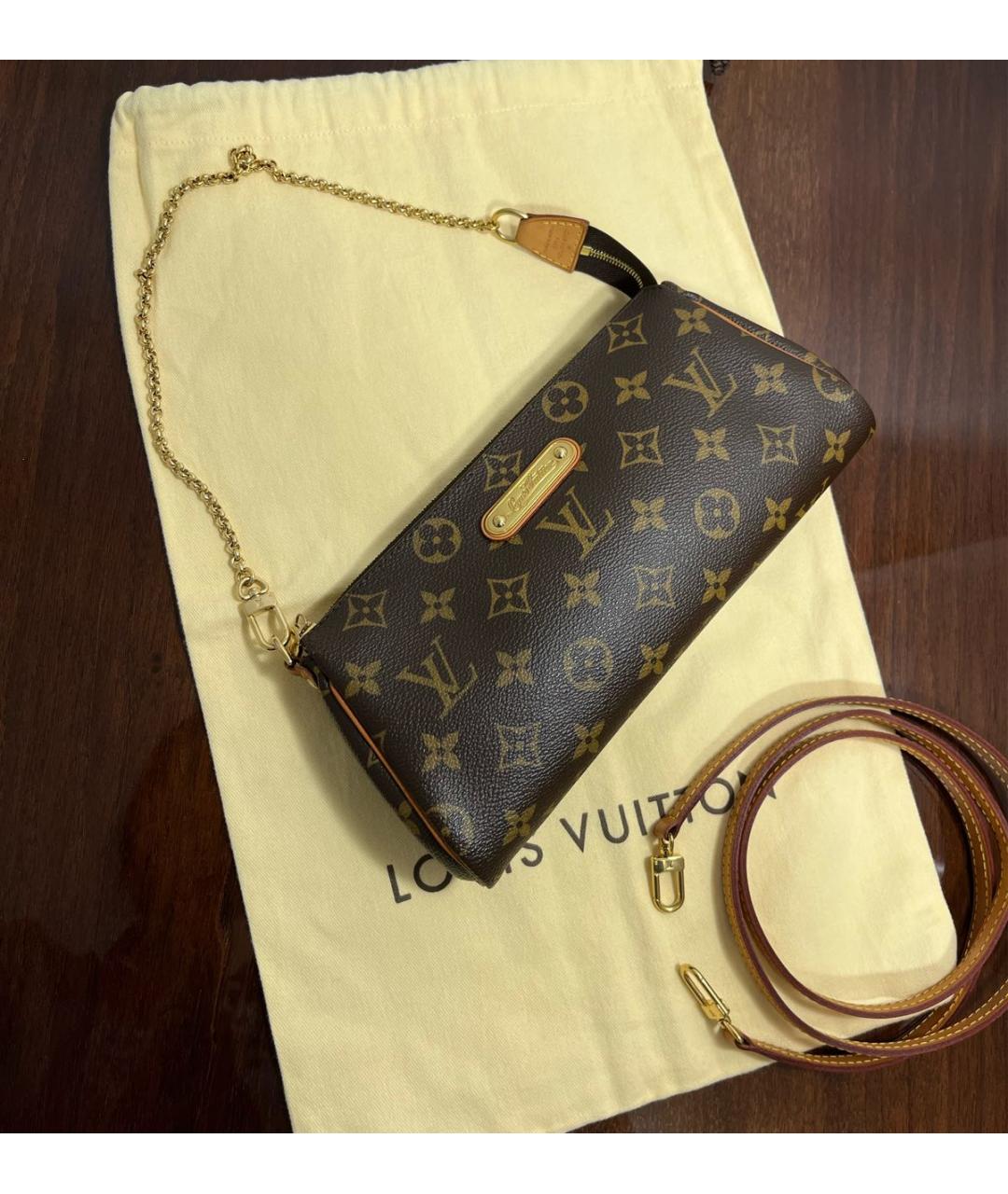 LOUIS VUITTON Коричневая кожаная сумка через плечо, фото 3