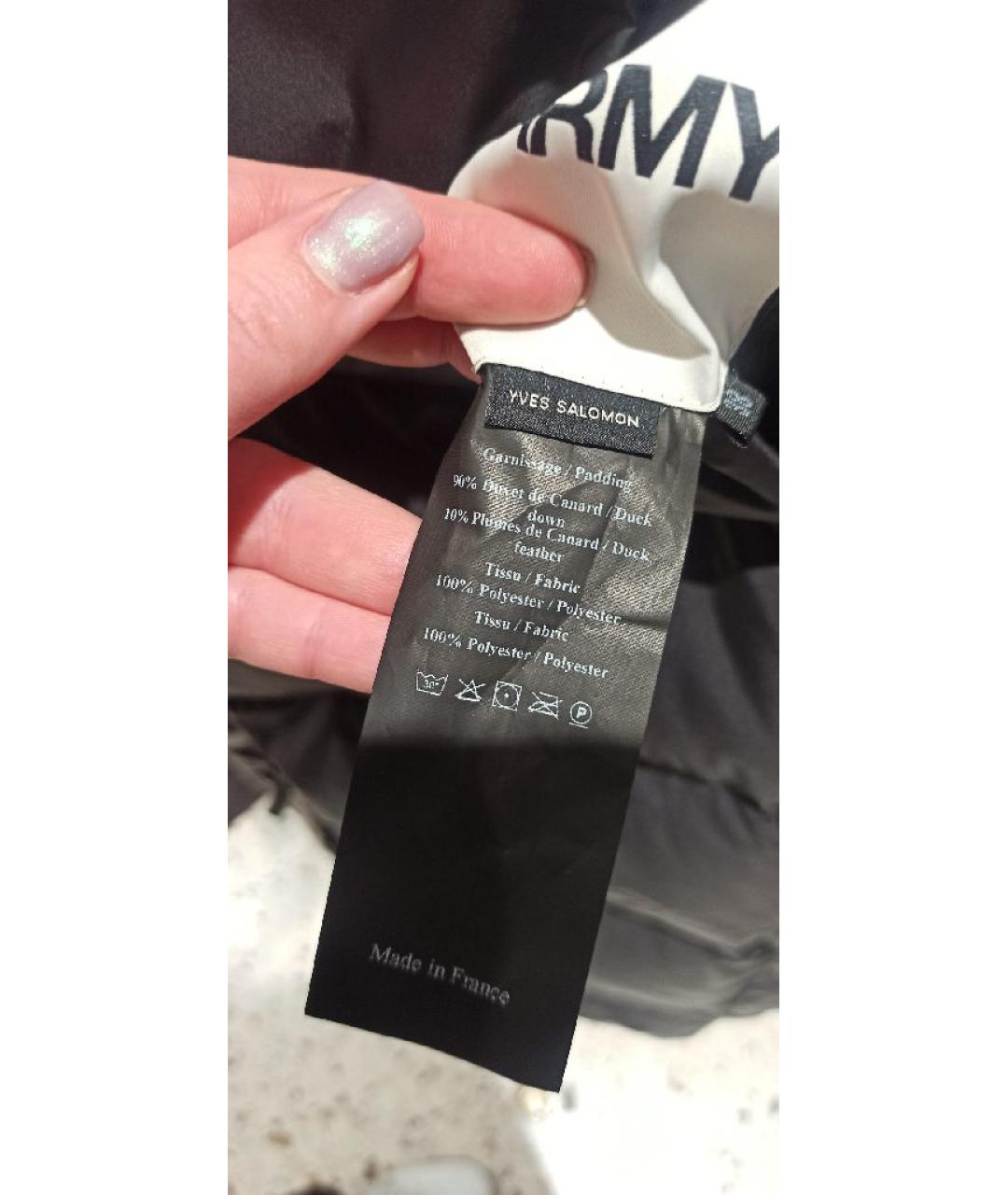 ARMY YVES SALOMON Черный полиэстеровый пуховик, фото 9