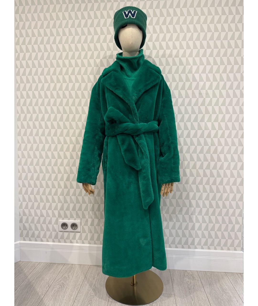 P.A.R.O.S.H. Зеленая полиэстеровая шуба, фото 4