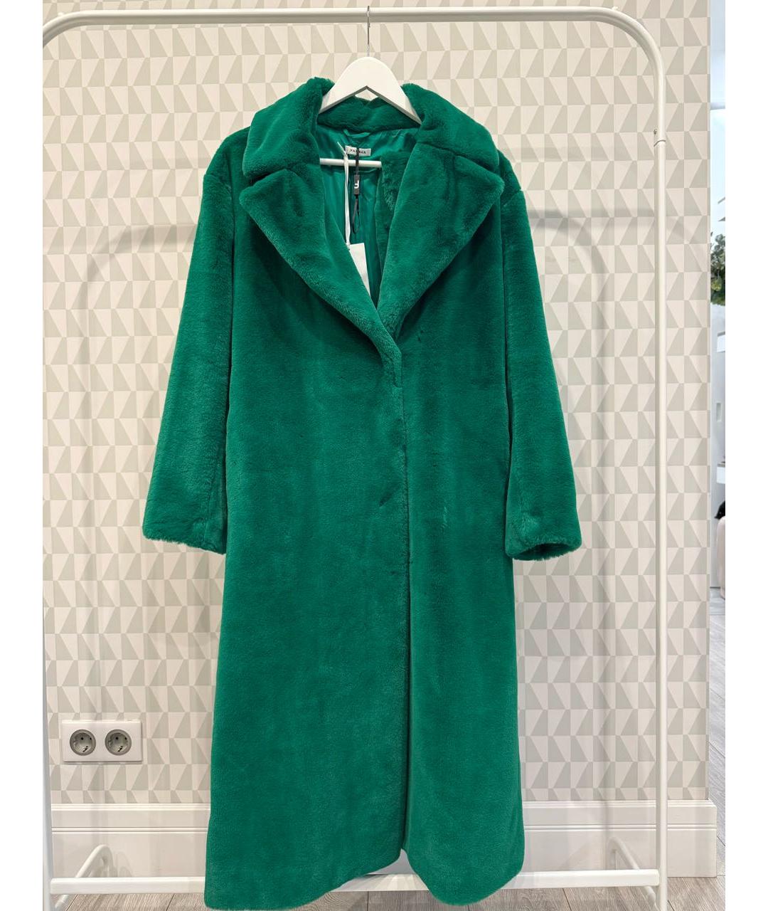 P.A.R.O.S.H. Зеленая полиэстеровая шуба, фото 5