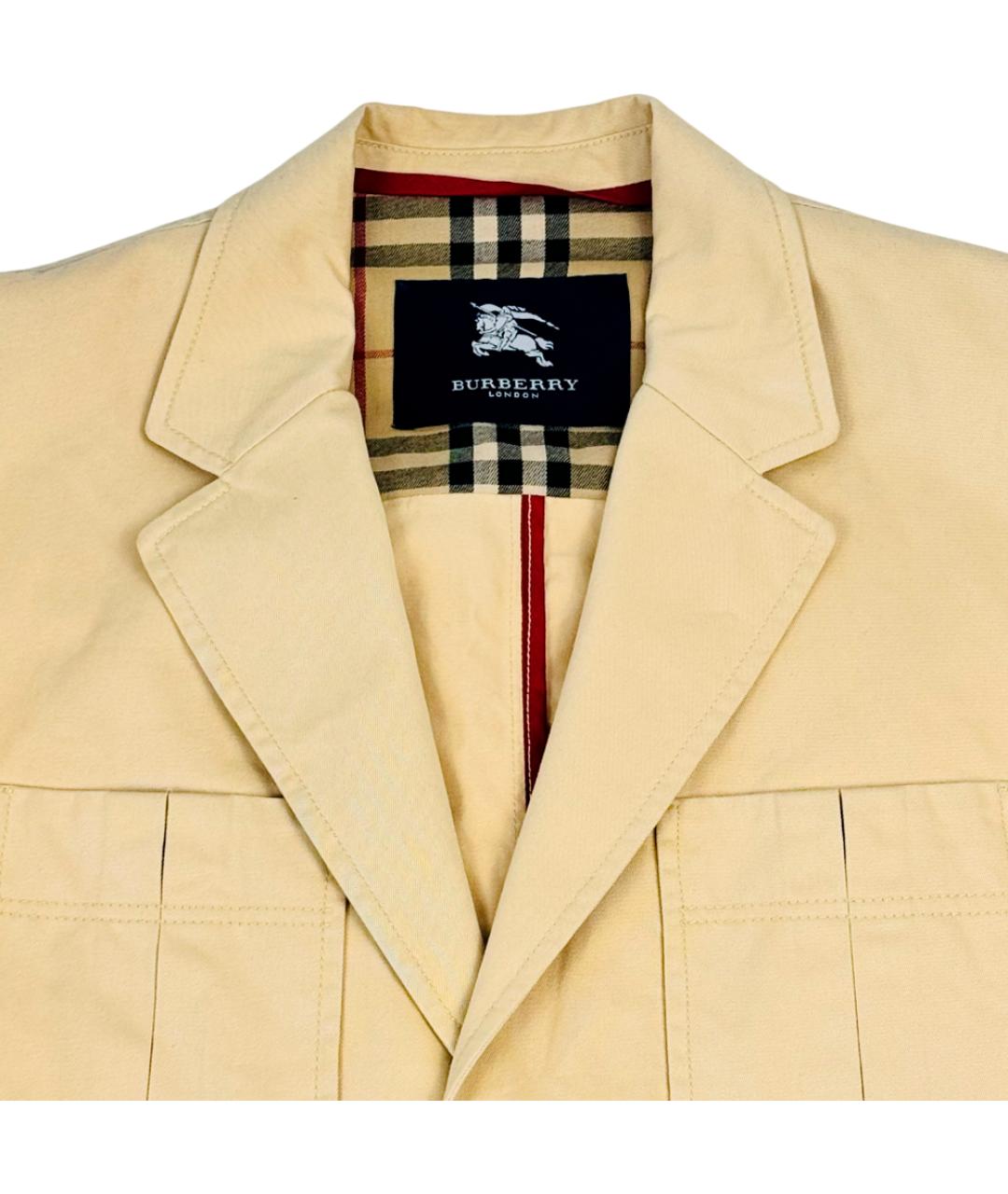 BURBERRY Желтый хлопковый пиджак, фото 5