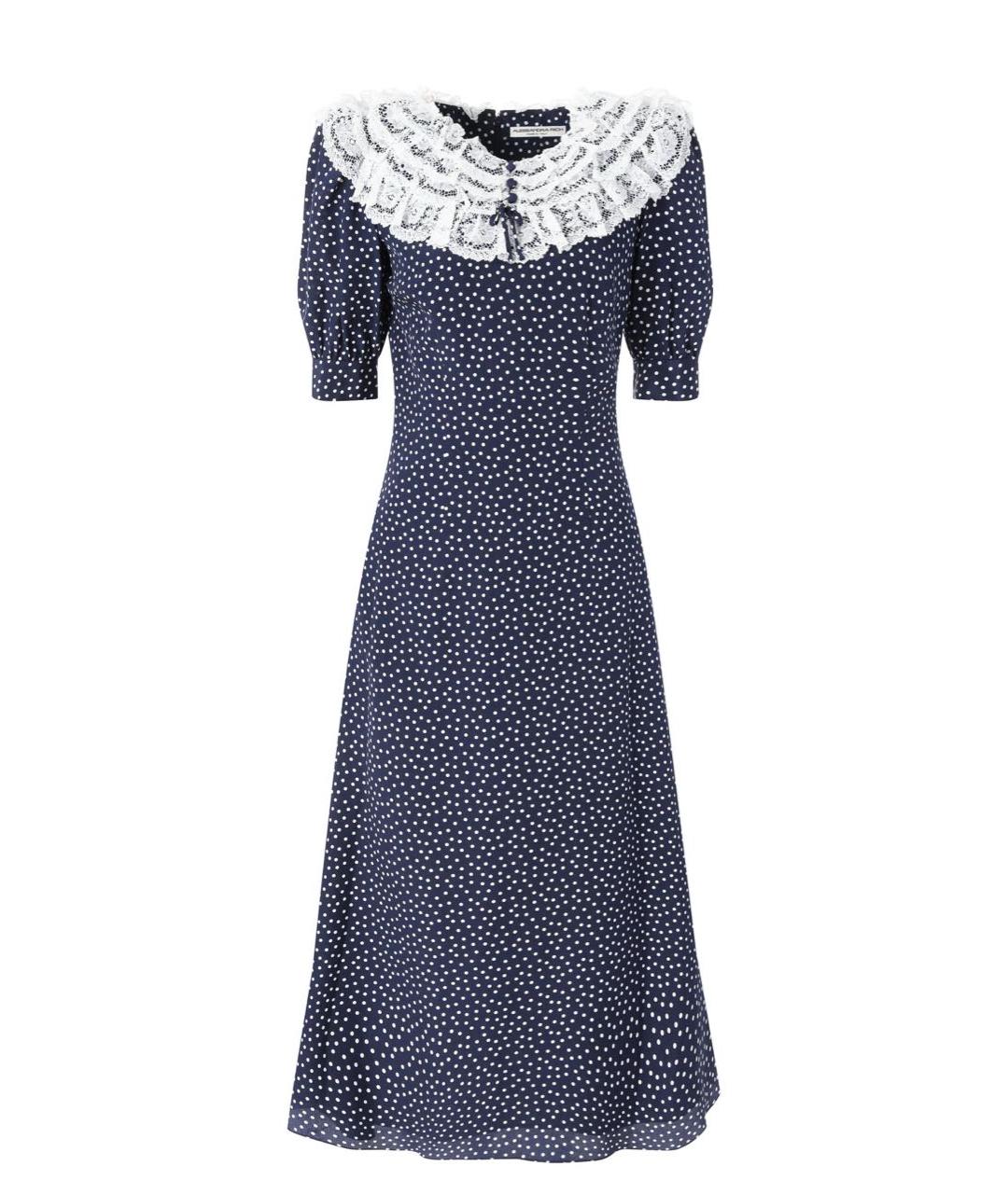 ALESSANDRA RICH Темно-синее шелковое повседневное платье, фото 1