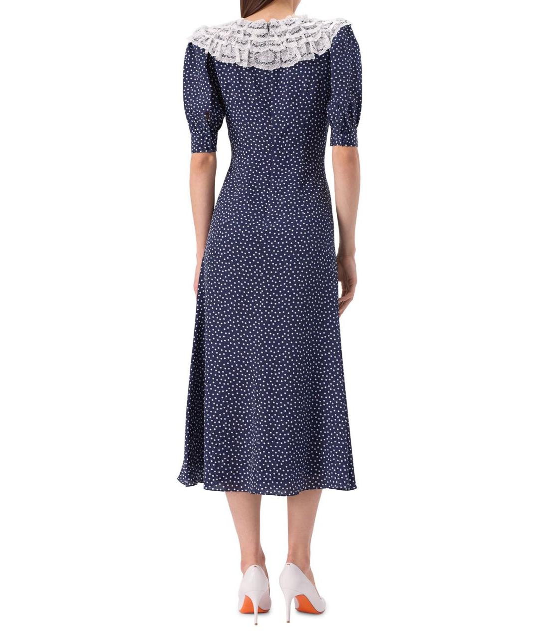 ALESSANDRA RICH Темно-синее шелковое повседневное платье, фото 4