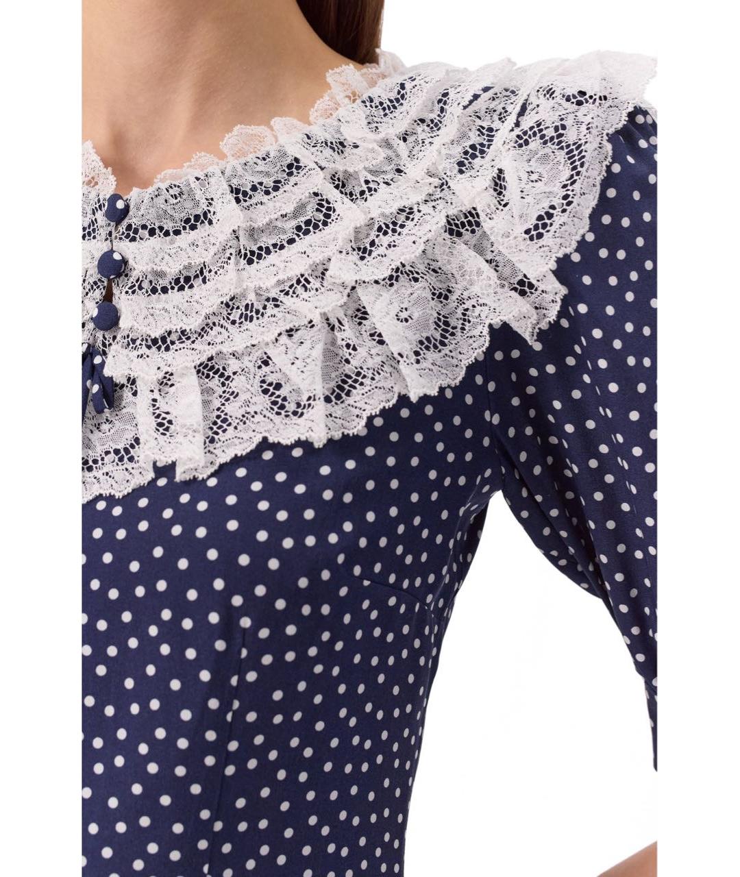 ALESSANDRA RICH Темно-синее шелковое повседневное платье, фото 2