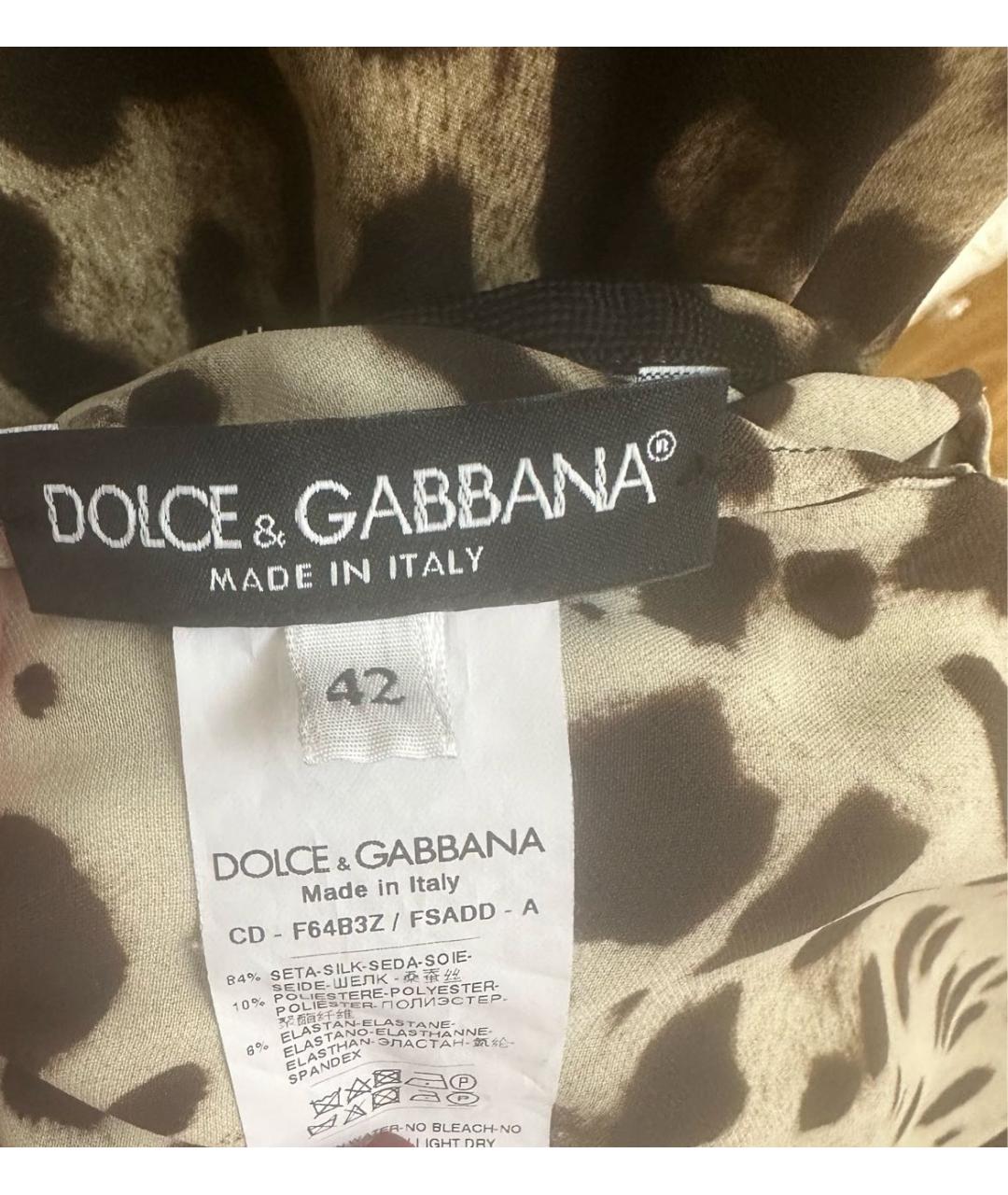 DOLCE&GABBANA Коричневое шелковое платье, фото 3