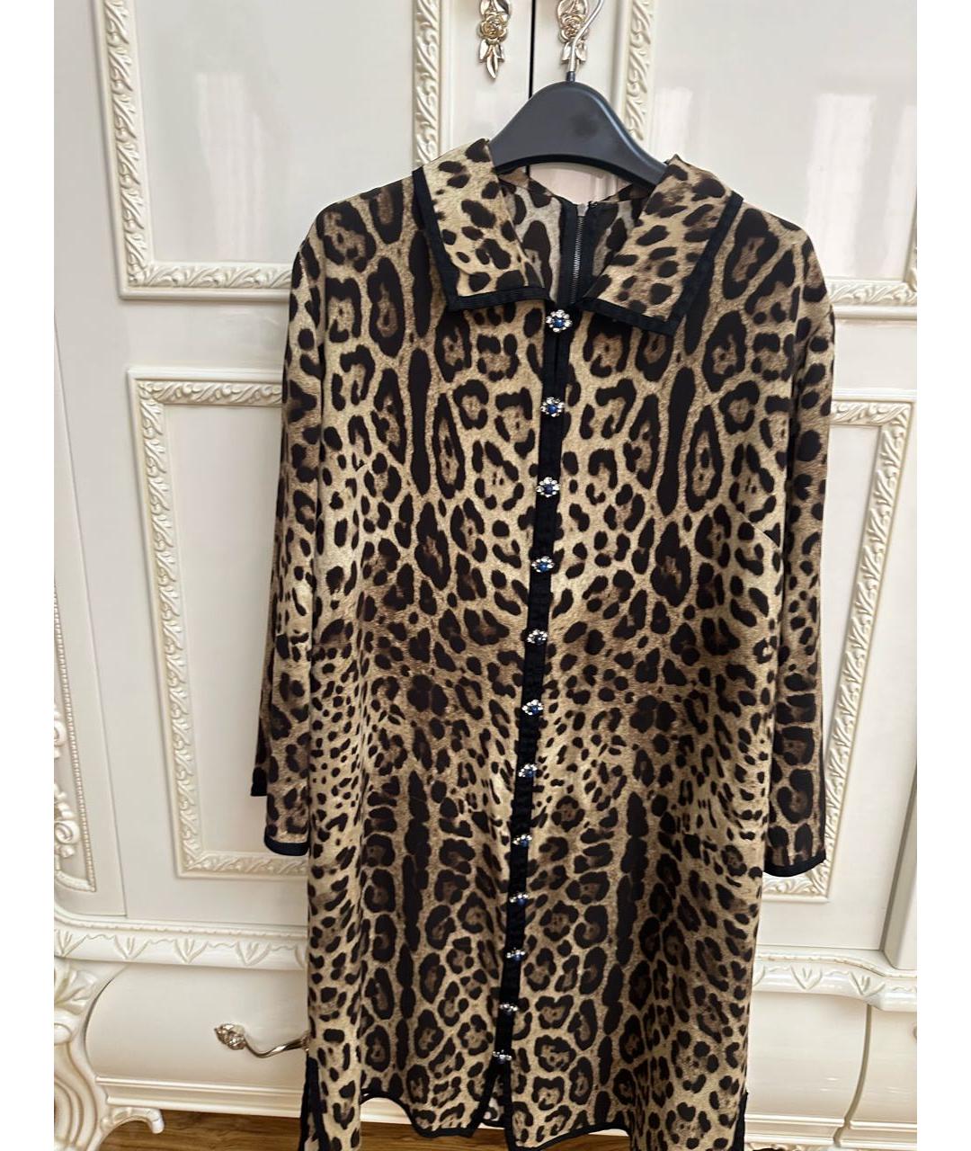 DOLCE&GABBANA Коричневое шелковое платье, фото 6