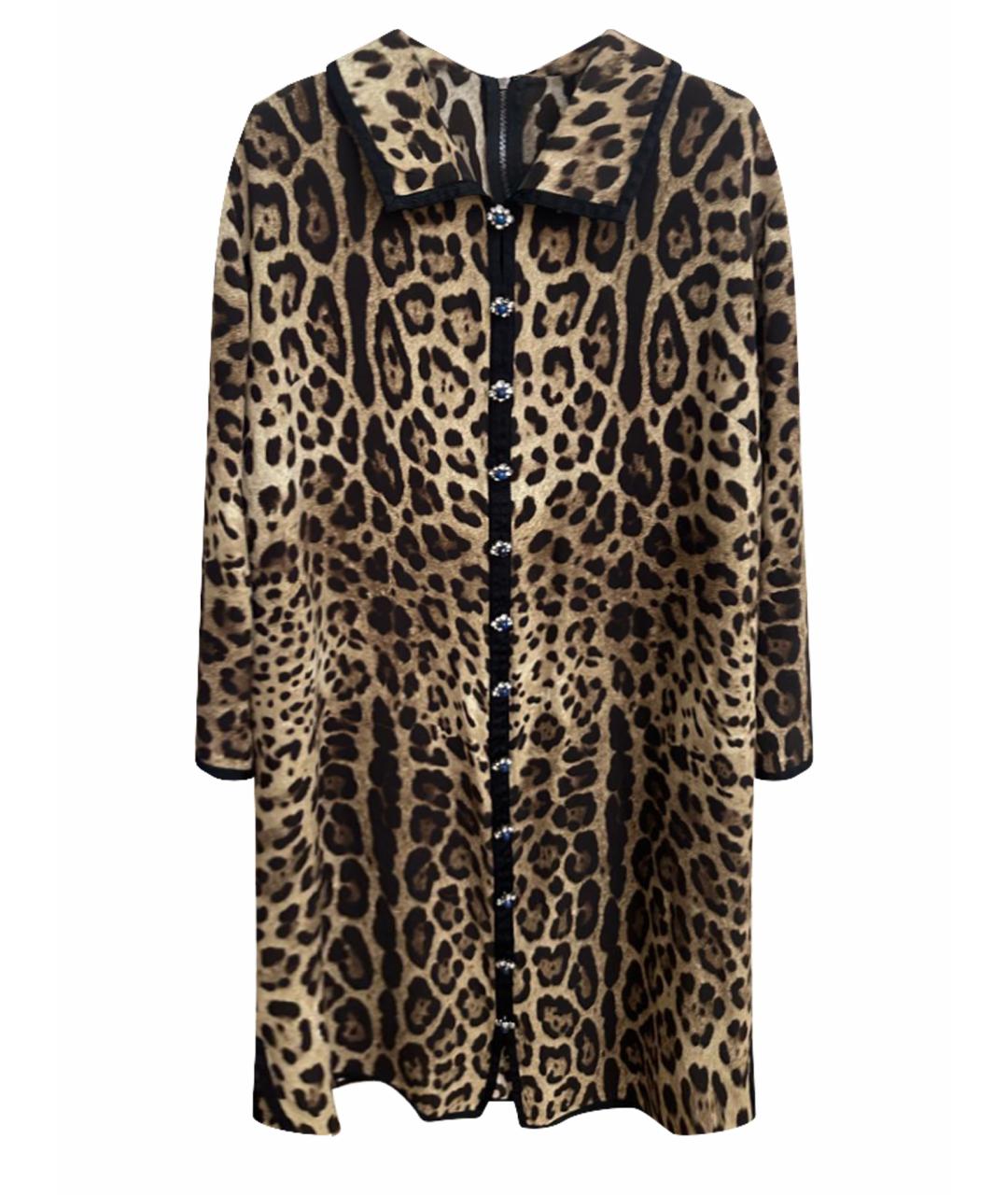 DOLCE&GABBANA Коричневое шелковое платье, фото 1