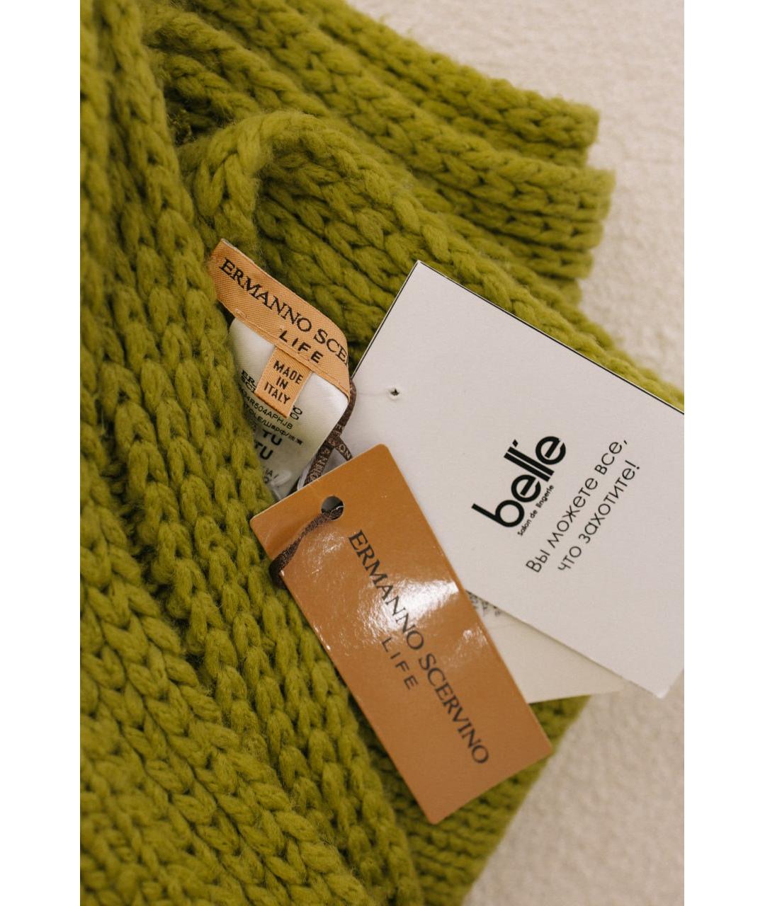 ERMANNO SCERVINO Зеленый шерстяной шарф, фото 4