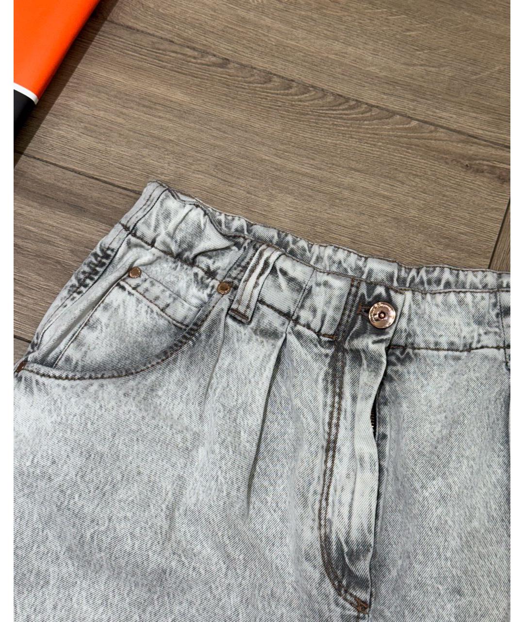 BRUNELLO CUCINELLI Серые хлопковые прямые джинсы, фото 4