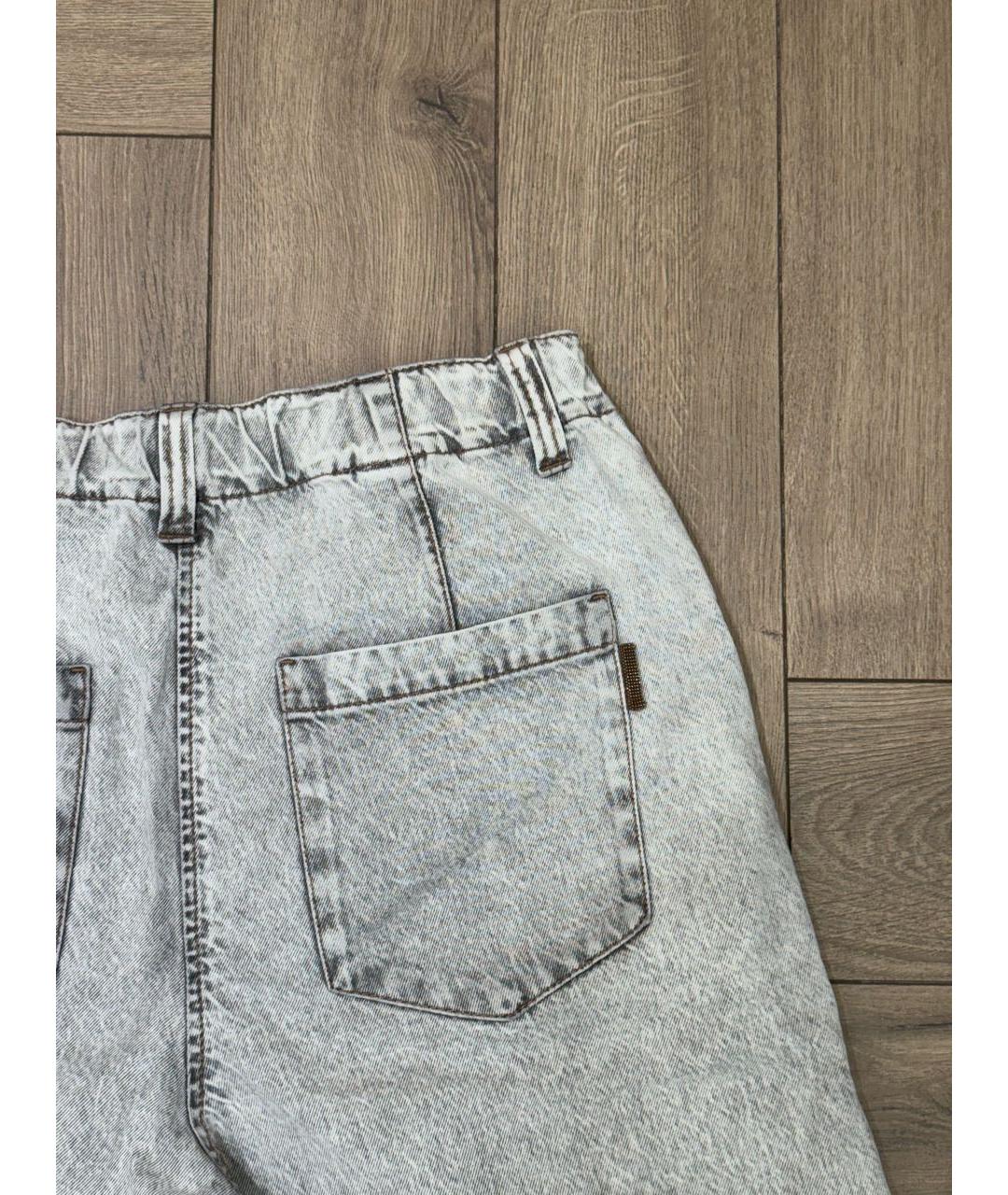 BRUNELLO CUCINELLI Серые хлопковые прямые джинсы, фото 8