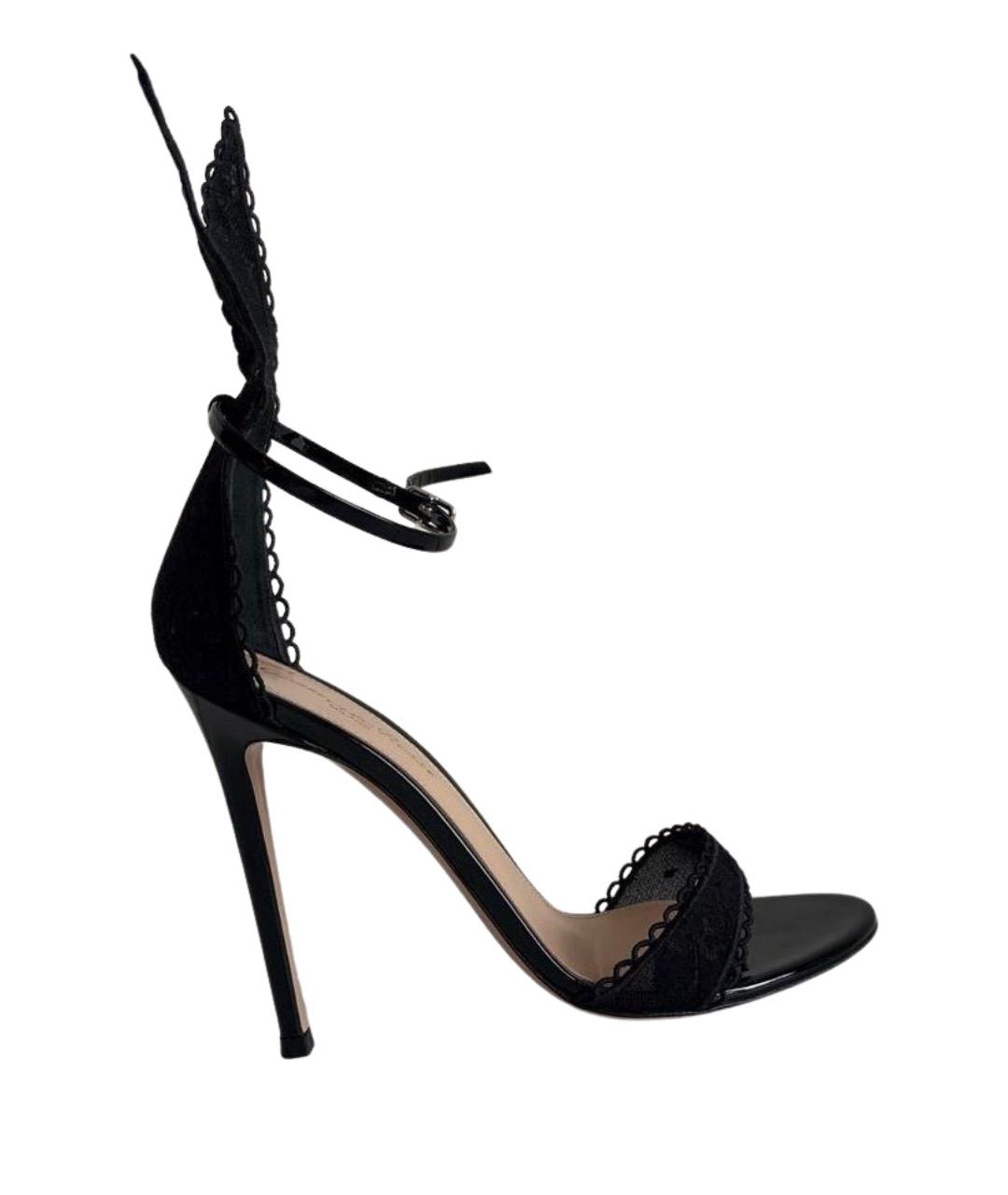 GIANVITO ROSSI Черные босоножки из лакированной кожи, фото 1