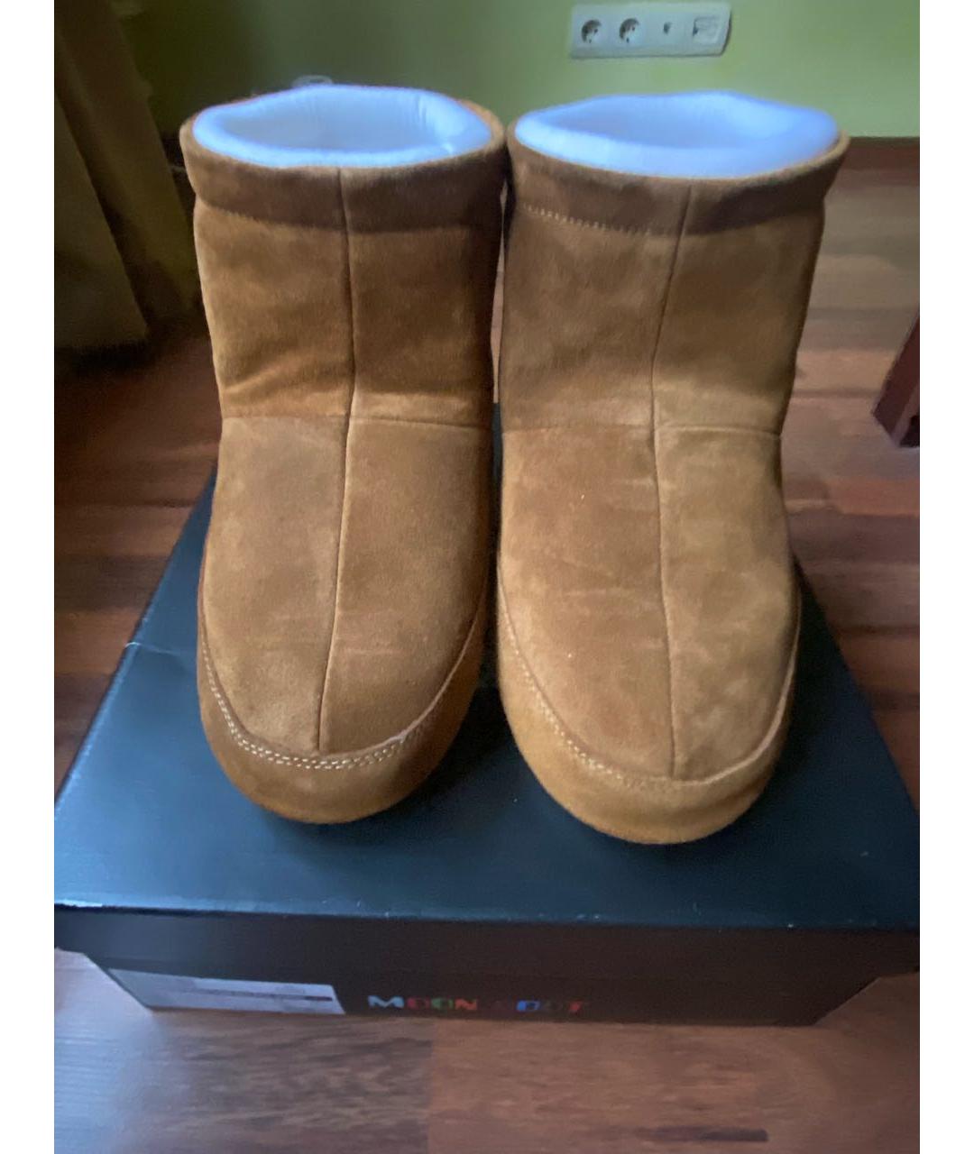 MOON BOOT Горчичные замшевые сапоги, фото 2