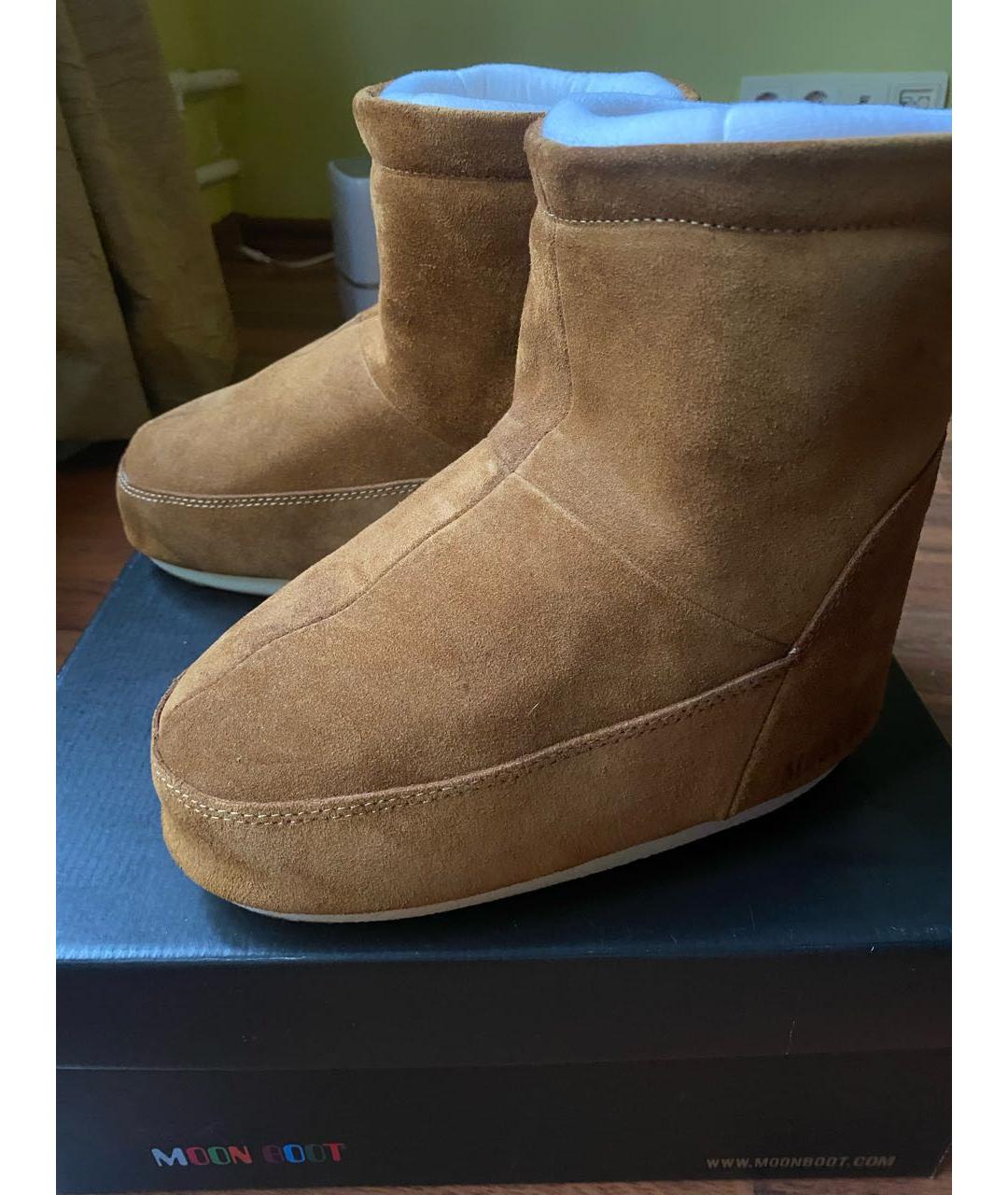 MOON BOOT Горчичные замшевые сапоги, фото 4