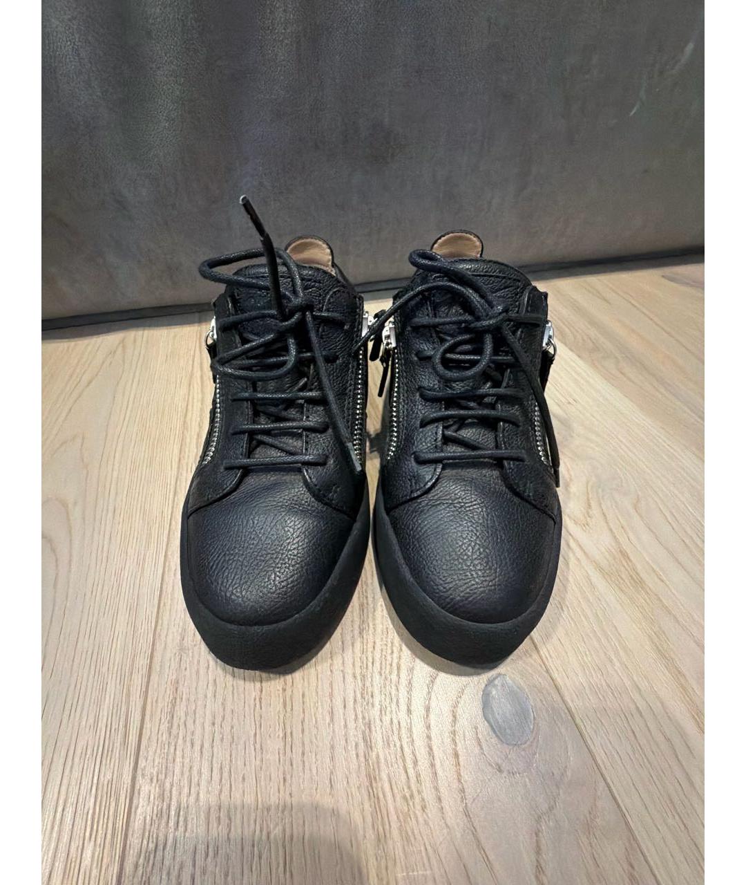 GIUSEPPE ZANOTTI DESIGN Черные кожаные кроссовки, фото 2