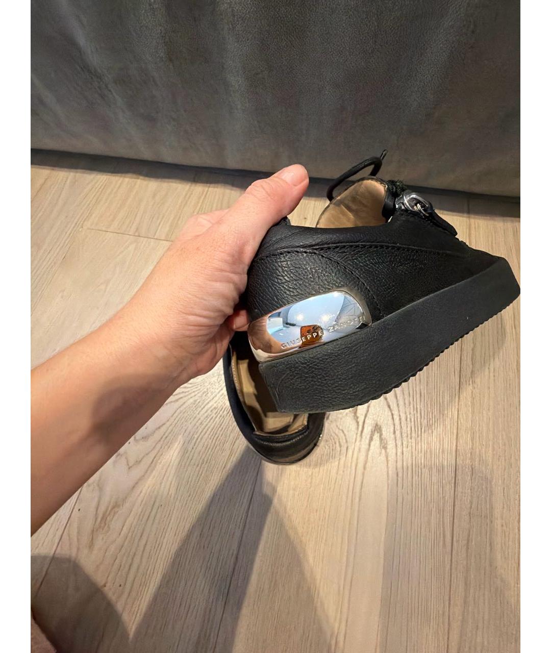 GIUSEPPE ZANOTTI DESIGN Черные кожаные кроссовки, фото 5