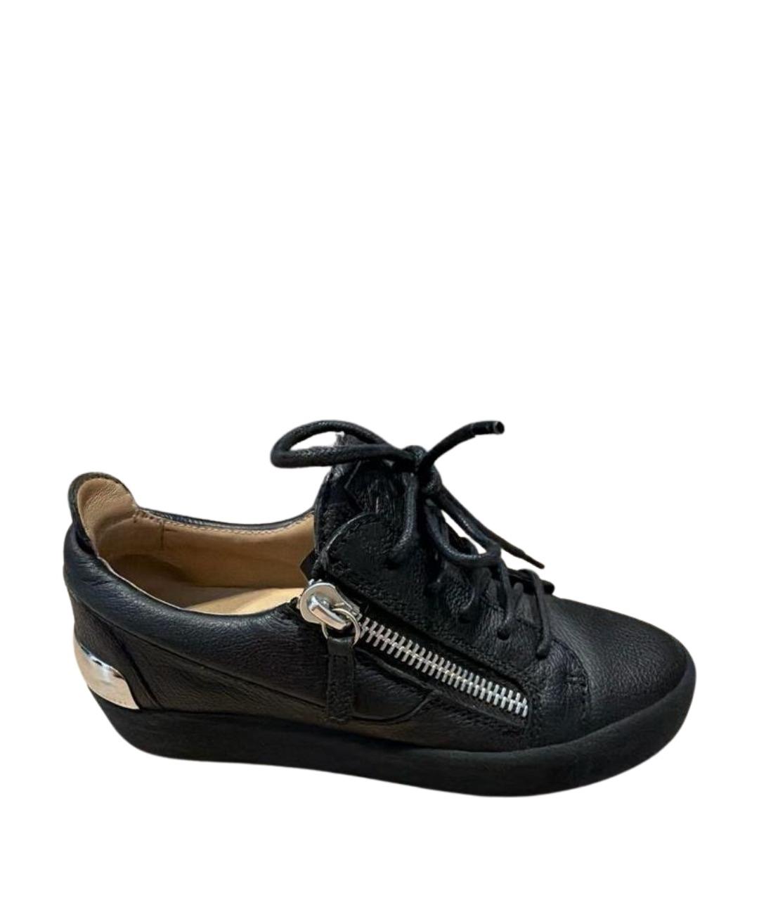 GIUSEPPE ZANOTTI DESIGN Черные кожаные кроссовки, фото 1